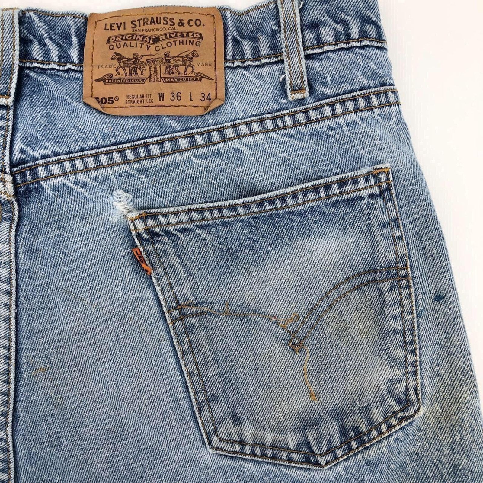 Levi's × Vintage Levis 505 denim cut off jean shorts 90s 1990s vintage Size US 36 / EU 52 - 3 Thumbnail