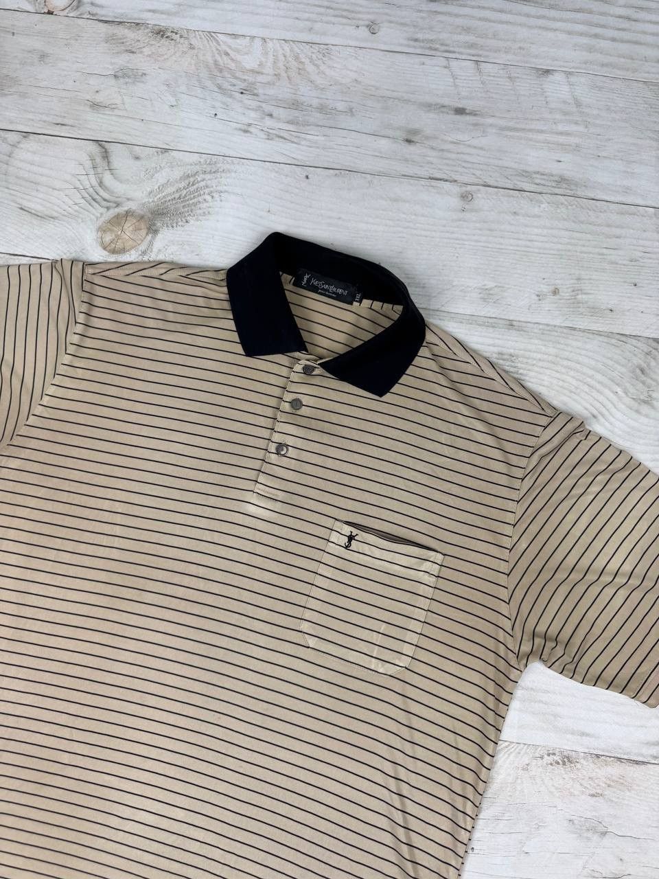 Yves Saint Laurent Vintage Yves Saint Laurent YSL Silk Polo Shirt Striped 90s Size US XXL / EU 58 / 5 - 2 Thumbnail