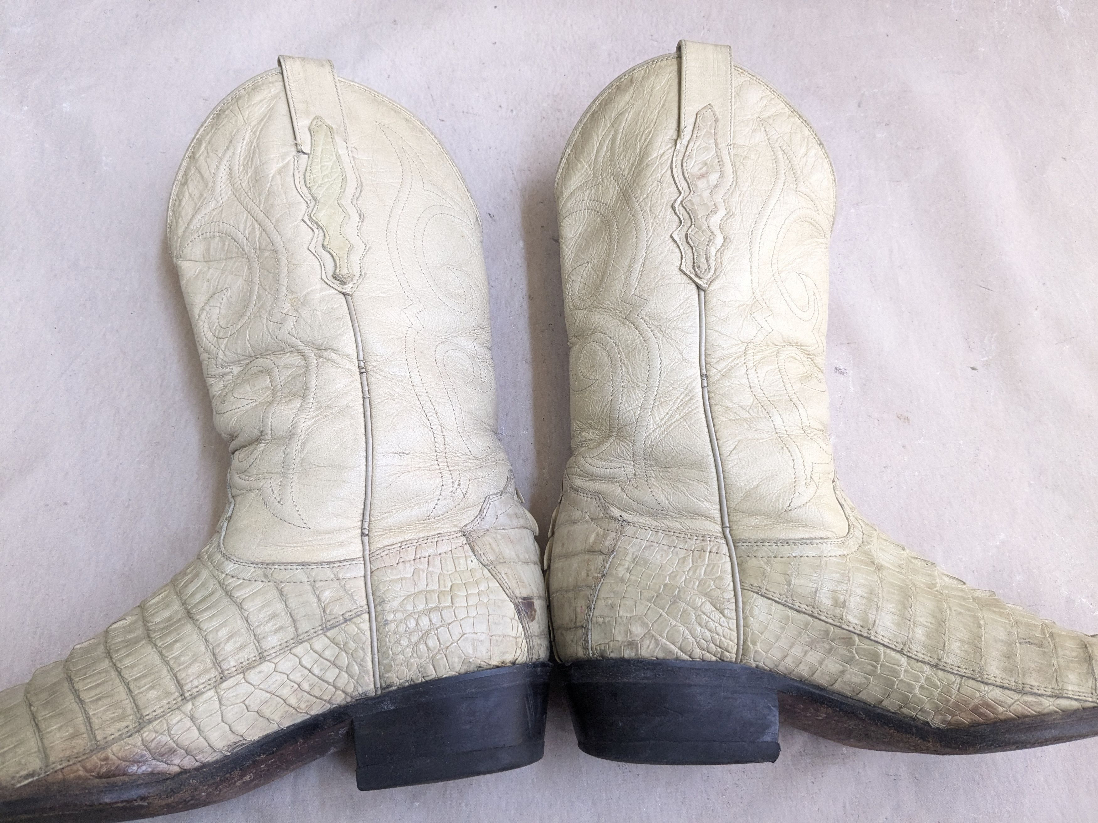 Genuine Leather Vintage Cowboy Boots Crocodile White 8.5 Leather Size US 8.5 / EU 41-42 - 6 Thumbnail