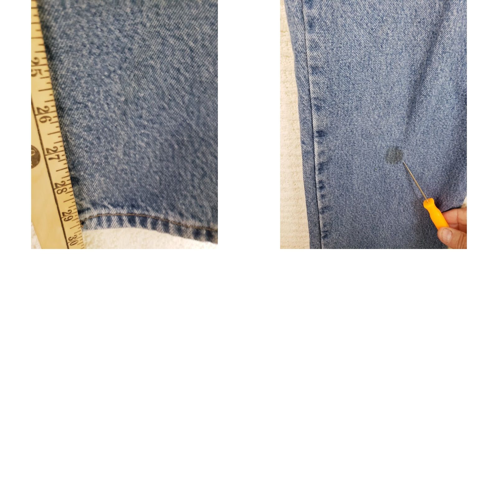 Denime LL Bean Denim Jeans 35x30 Blue Classic Fit 5-Pocket Straight Zip Raw Denim Relaxed Men Size US 35 - 10 Thumbnail