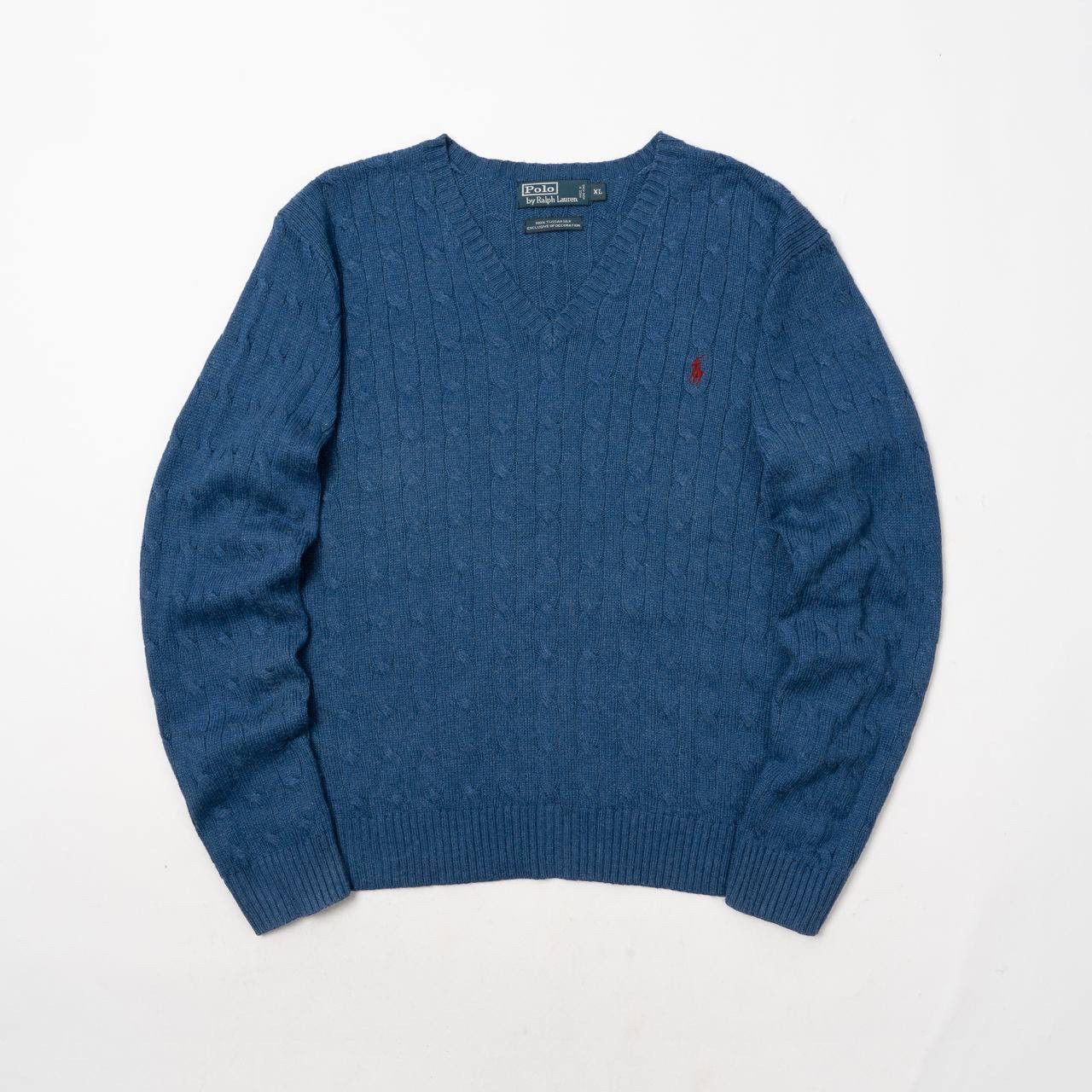 Polo Ralph Lauren 🔵 POLO RALPH LAUREN Vintage Tussah Silk Cable Knit Sweater Size US XL / EU 56 / 4 - 9 Thumbnail