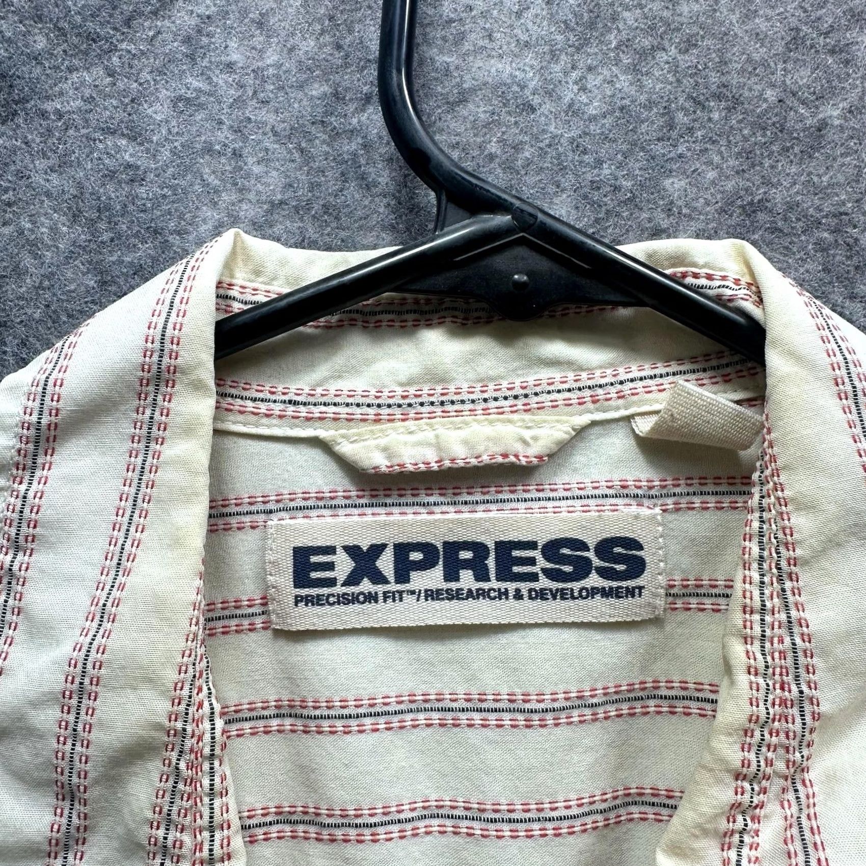 Express Express Shirt Mens M White Stripe Short Sleeve Button Up Embroidered Casual Size US M / EU 48-50 / 2 - 4 Thumbnail