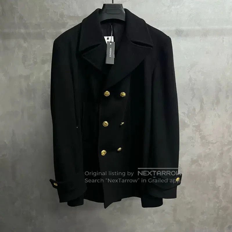 Versace Versace Black Wool Double-Breasted Coat . Size XL / US 12-14 / IT 48-50 - 1 Thumbnail