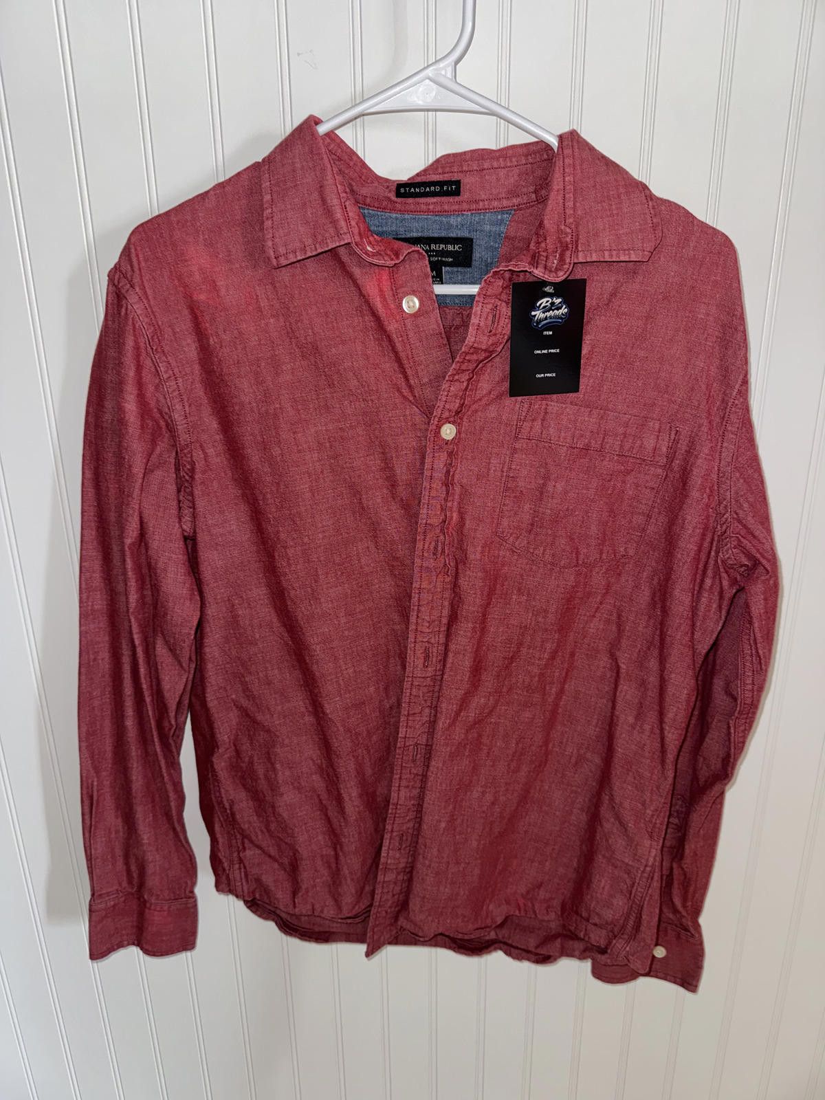 Banana Republic Banana Republic Standard Fit Red Long Sleeve Shirt Medium Size US M / EU 48-50 / 2 - 1 Thumbnail