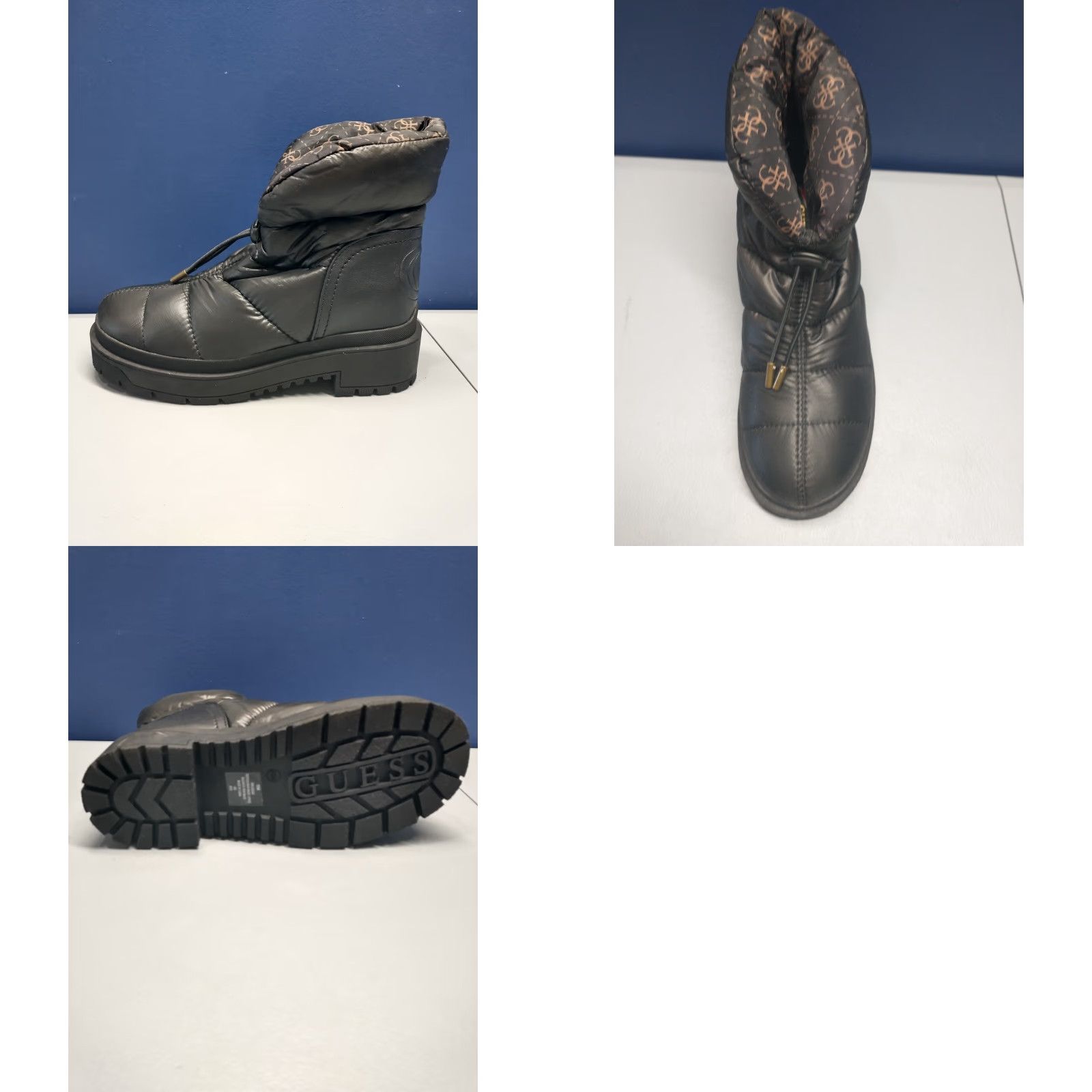 Guess GUESS Winter Ankle Snow Boots Womens Size 6.5 Black Leather Puffer Pull On New without box Size US 7 / IT 37 - 9 Thumbnail
