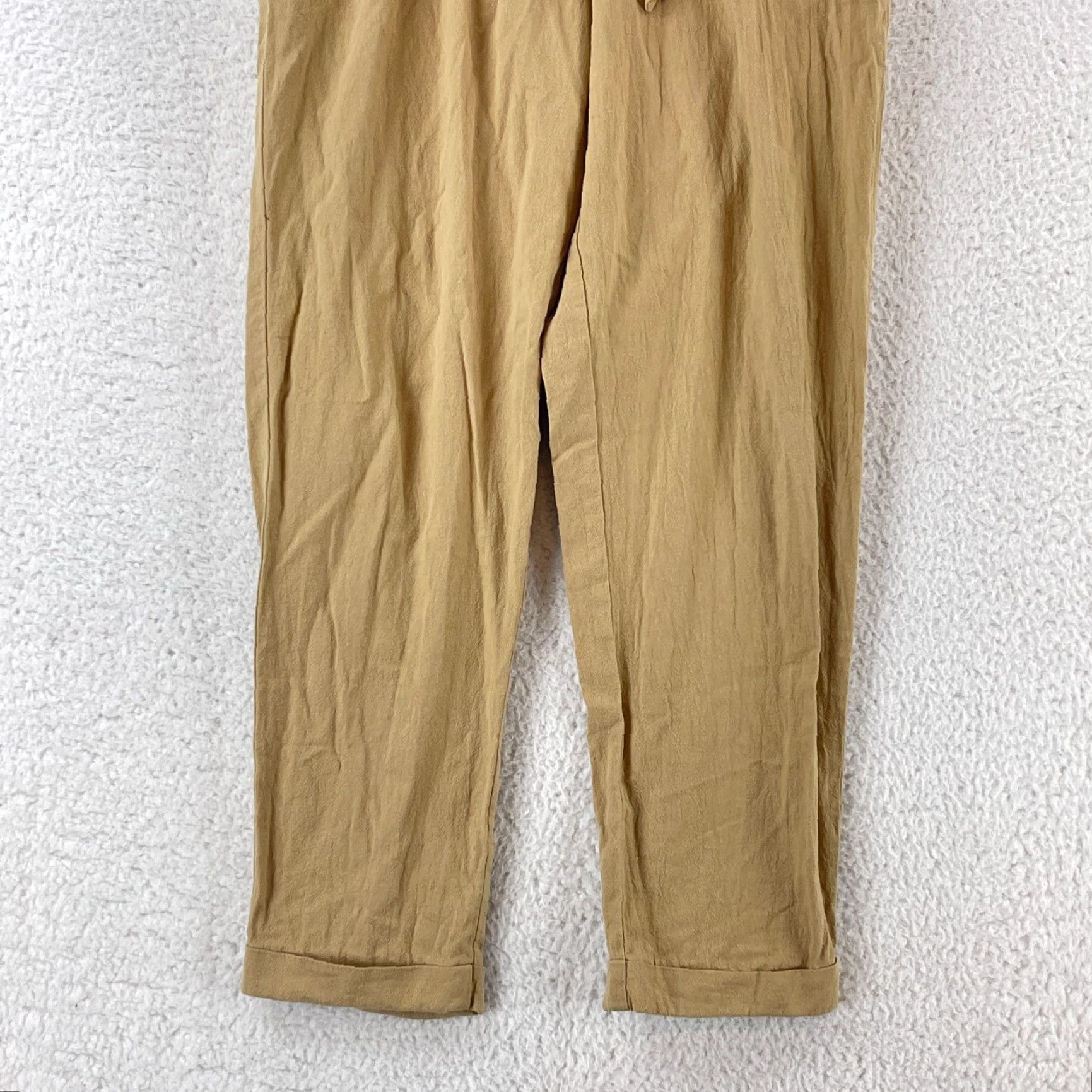 Vintage Carly Jean Pants Womens Medium Mustard Yellow Pull On Roll Cuff Elastic Waist Casual Tapered Cropped Pockets Front Flat Front Mens Girls Womens Size 32" / US 10 / IT 46 - 3 Thumbnail
