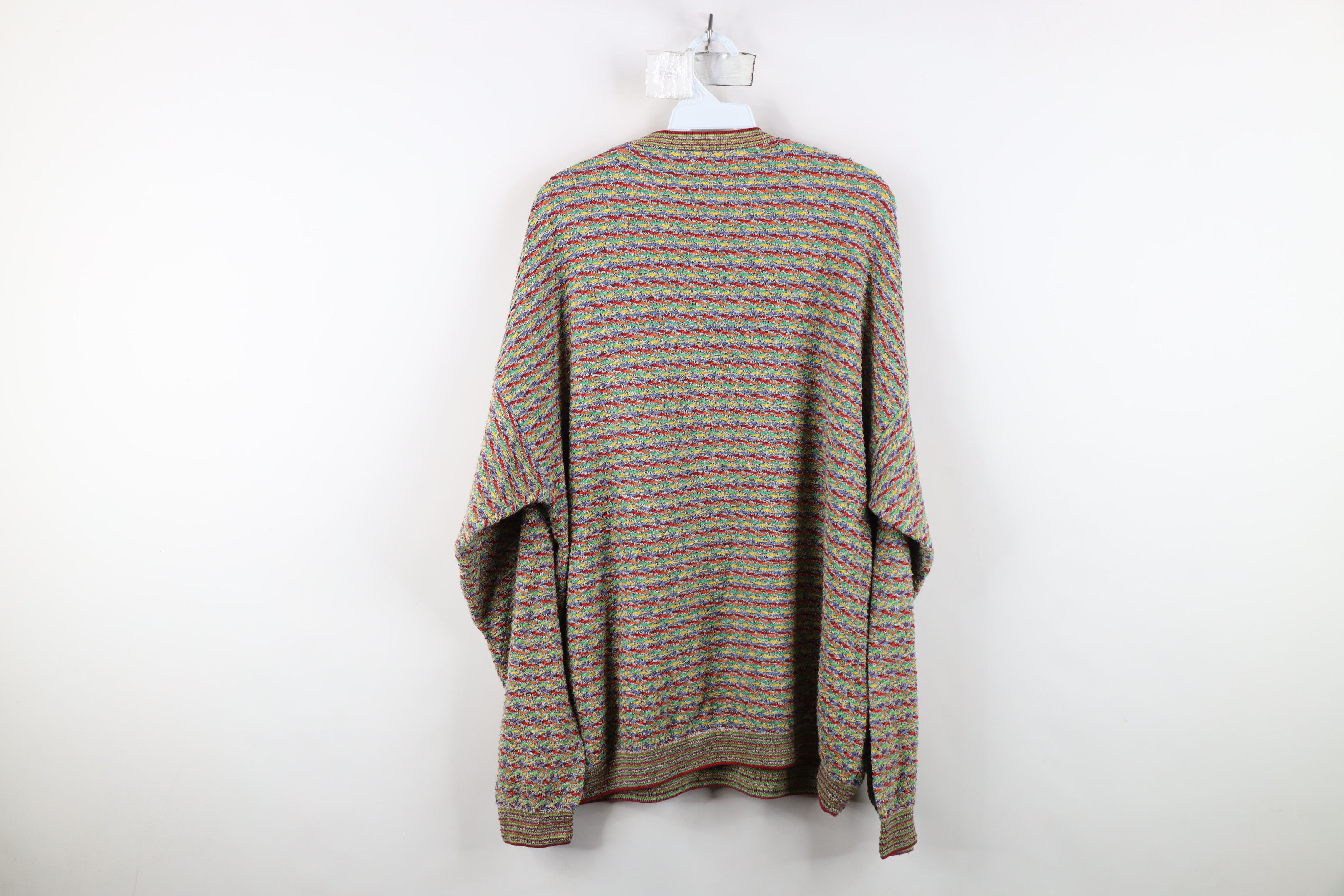 Vintage Vintage 90s Streetwear Rainbow Striped Knit Crewneck Sweater Size US L / EU 52-54 / 3 - 9 Thumbnail