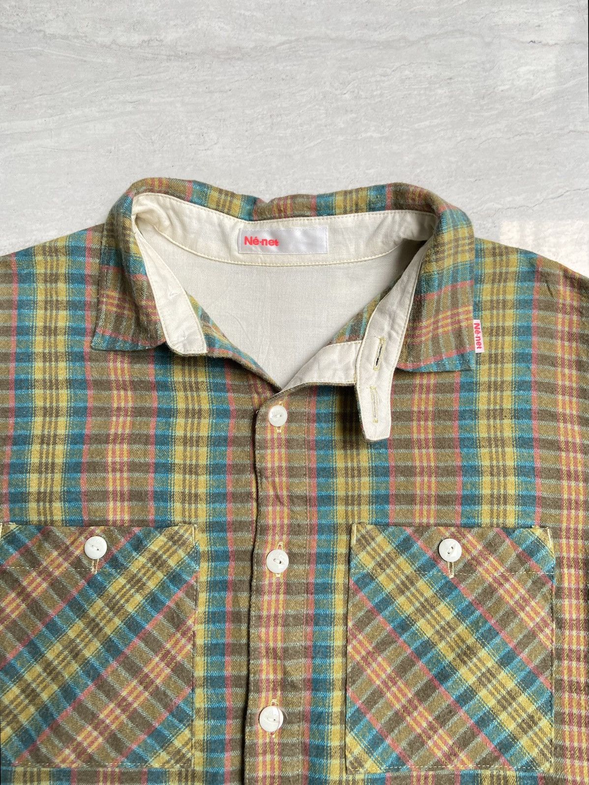 Issey Miyake × Ne-Net NE-NET Flannel Plaid Shirt Size US S / EU 44-46 / 1 - 4 Thumbnail