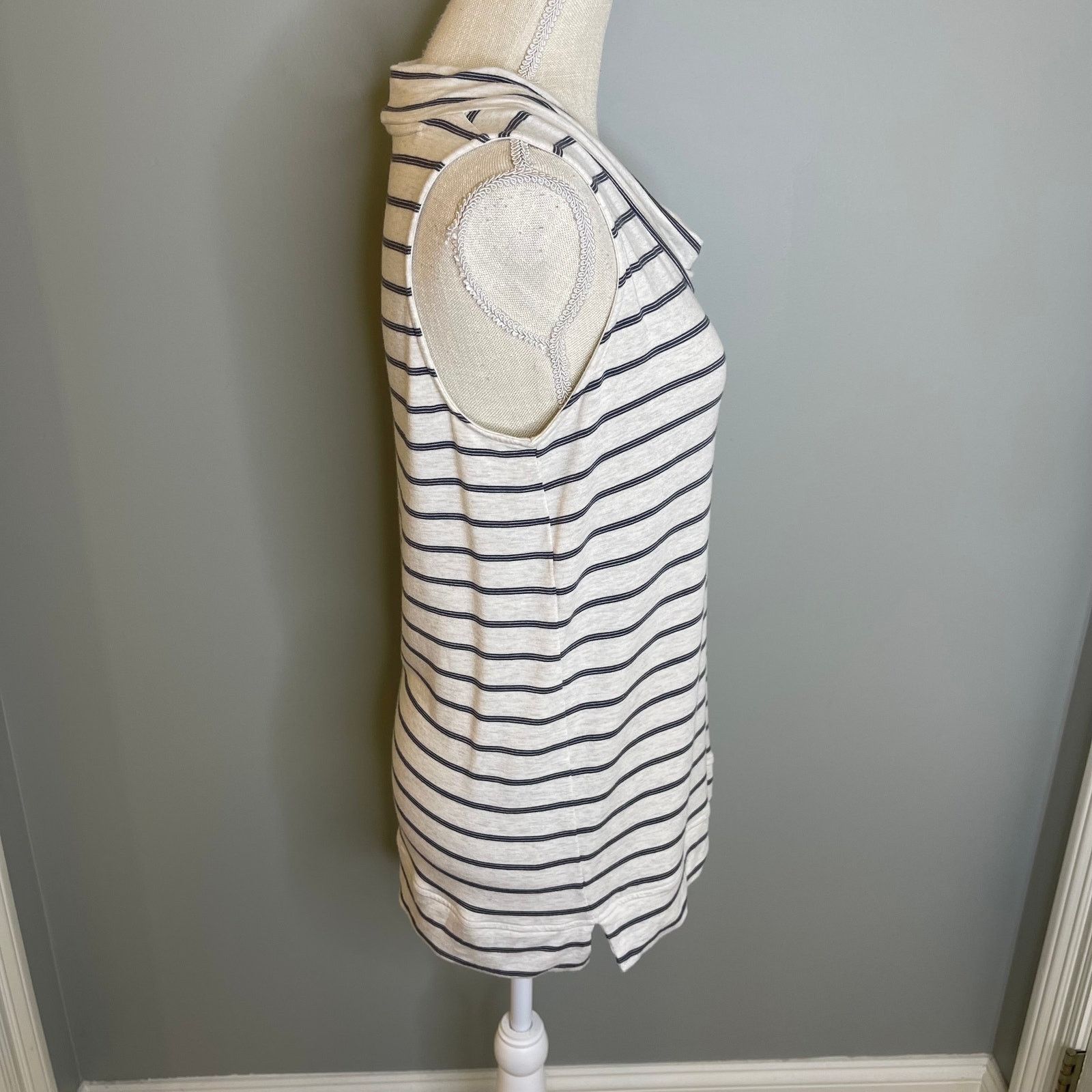 Lou & Grey Lou & Grey LOFT Soft Striped Sleeveless Cowl Neck Shirt, S Size S / US 4 / IT 40 - 5 Thumbnail