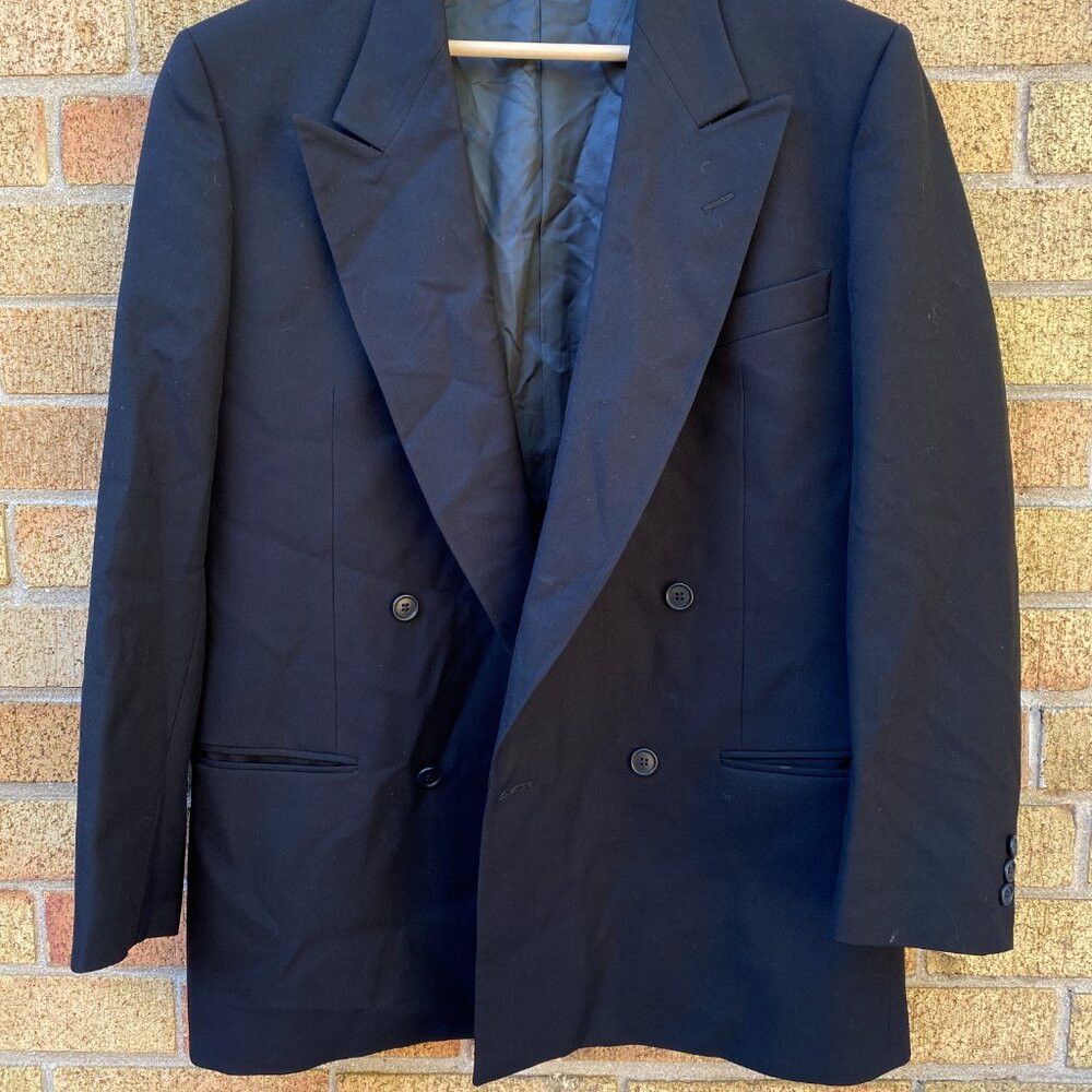Valentino × Vintage Vintage 90s Valentino Pure Virgin Wool Jacket Black Size US M / EU 48-50 / 2 - 4 Thumbnail