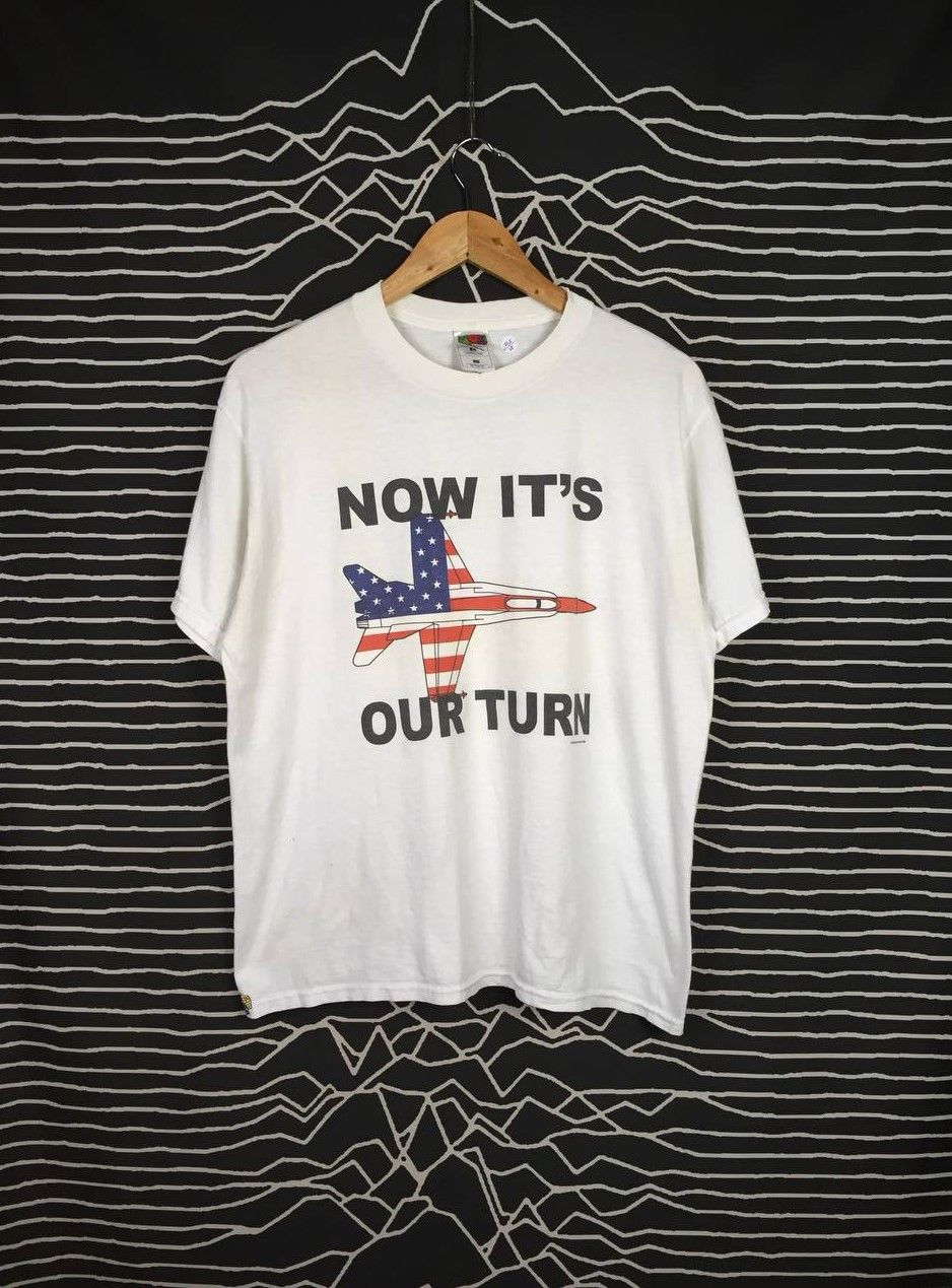 Fruit Of The Loom × Vintage Vtg Y2k FOTL Now It's Our Turn USA Jet Fighter Tee Size US L / EU 52-54 / 3 - 1 Thumbnail