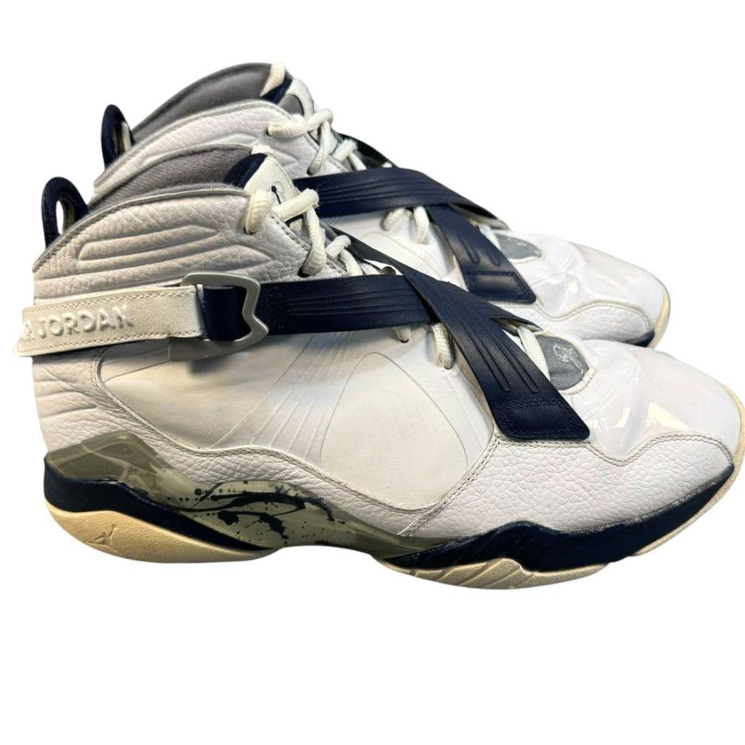Jordan Brand Nike Air Jordan 8 Retro Men’s 13 Georgetown 2011 White Midnight Navy Basketball Sneaker Size US 13 / EU 46 - 4 Thumbnail