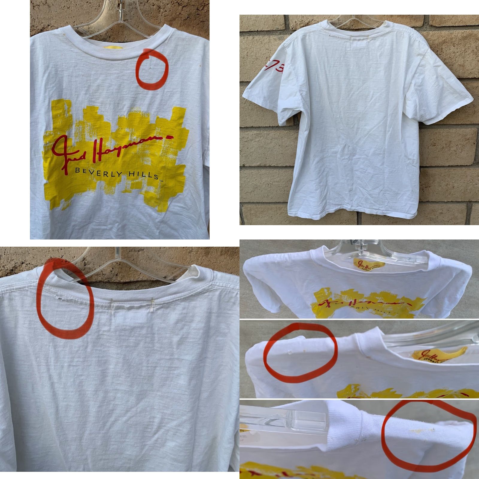 FRED VINTAGE Fred Hayman Beverly Hills T-Shirt One Size White 80s California Graphic Print Single Stitch Mens Womens Unisex Adults Size US M / EU 48-50 / 2 - 8 Thumbnail