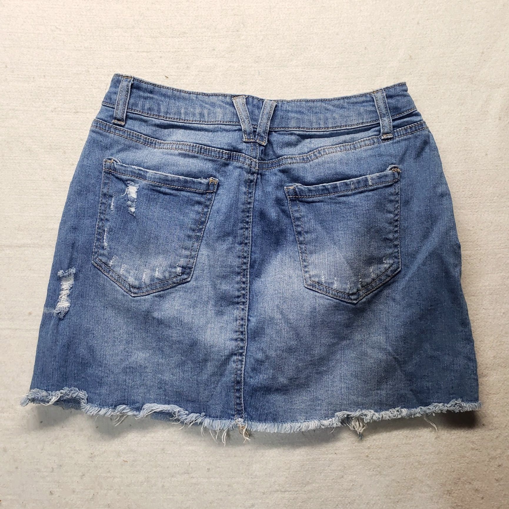Denime Wax Skirt Denim Mini Blue Pockets Size M Medium Women Adults Jeans Cotton All Seasons Casual Size 32" / US 10 / IT 46 - 6 Thumbnail
