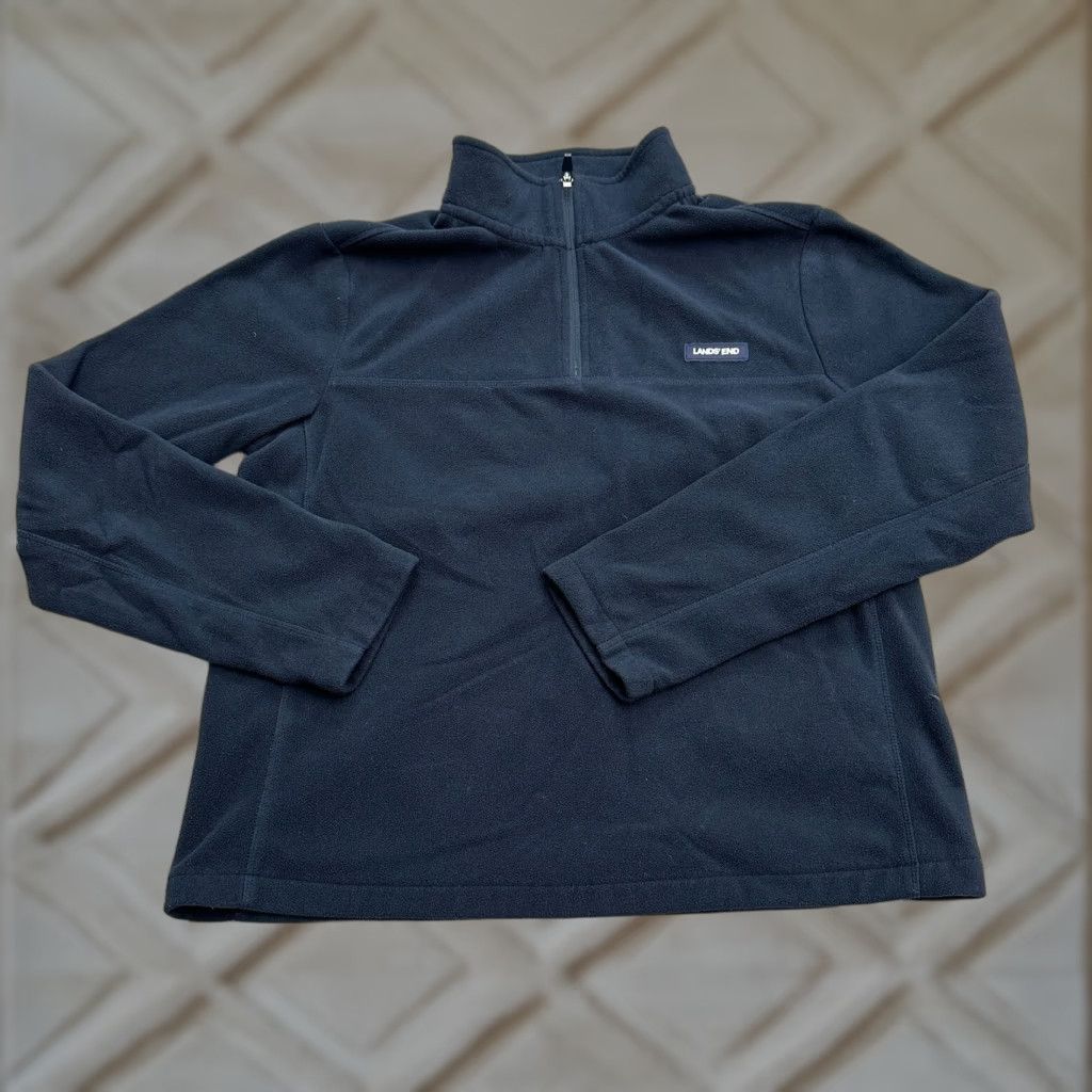 Lands' End Lands' End Anyweather Fleece Jacket Medium Navy Blue 1/4 Zip Outdoor Hiking Mens Size US M / EU 48-50 / 2 - 1 Thumbnail
