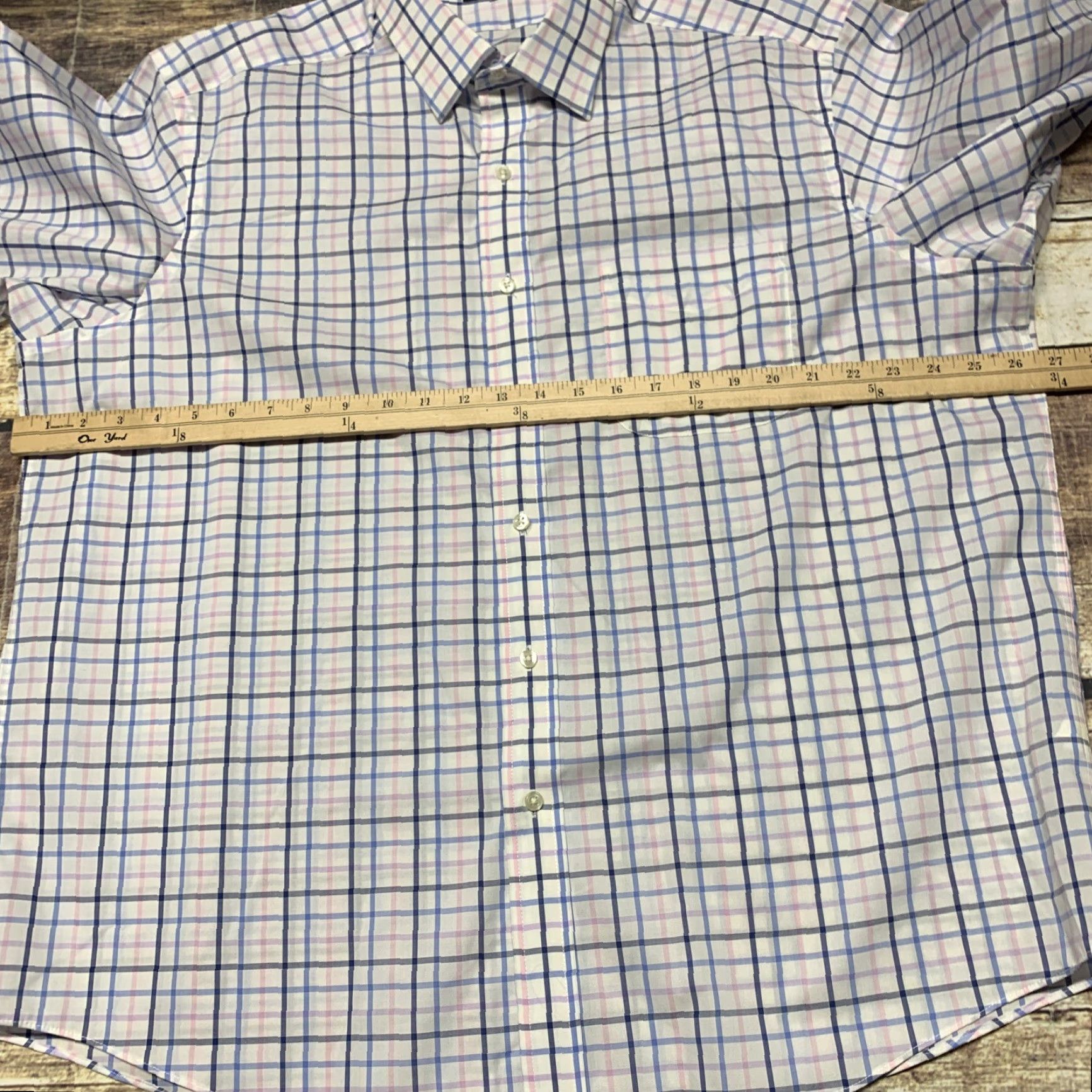Club Room Club Room Shirt Men's XL White Blue Plaid Button-Front Casual Size US XL / EU 56 / 4 - 2 Thumbnail