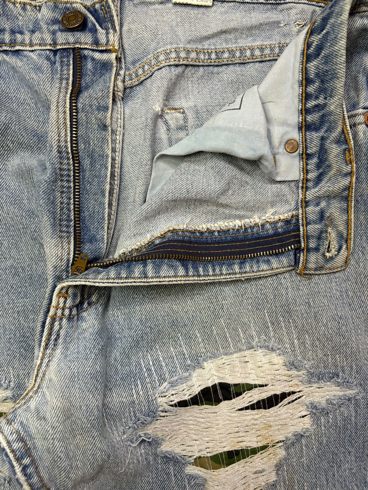Levi's Vintage 90s Levis 505 Sashiko Mud Wash Distress Loose Jeans Size US 34 / EU 50 - 9 Thumbnail