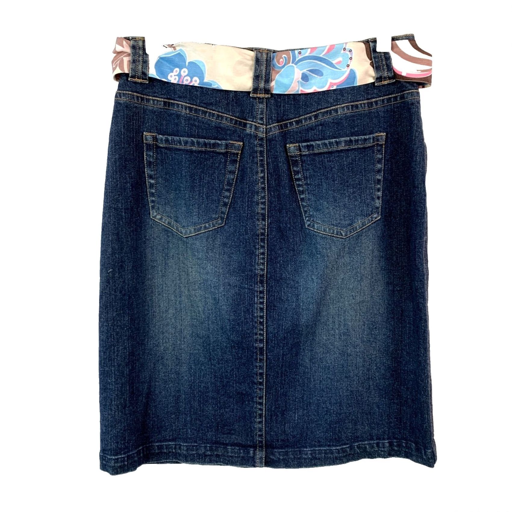 Vintage VINTAGE 90s St John's Bay Denim Midi Skirt Size 4 Blue Dark Wash Stretch Jeans Skirt Women's Size 27" / US 4 / IT 40 - 6 Thumbnail