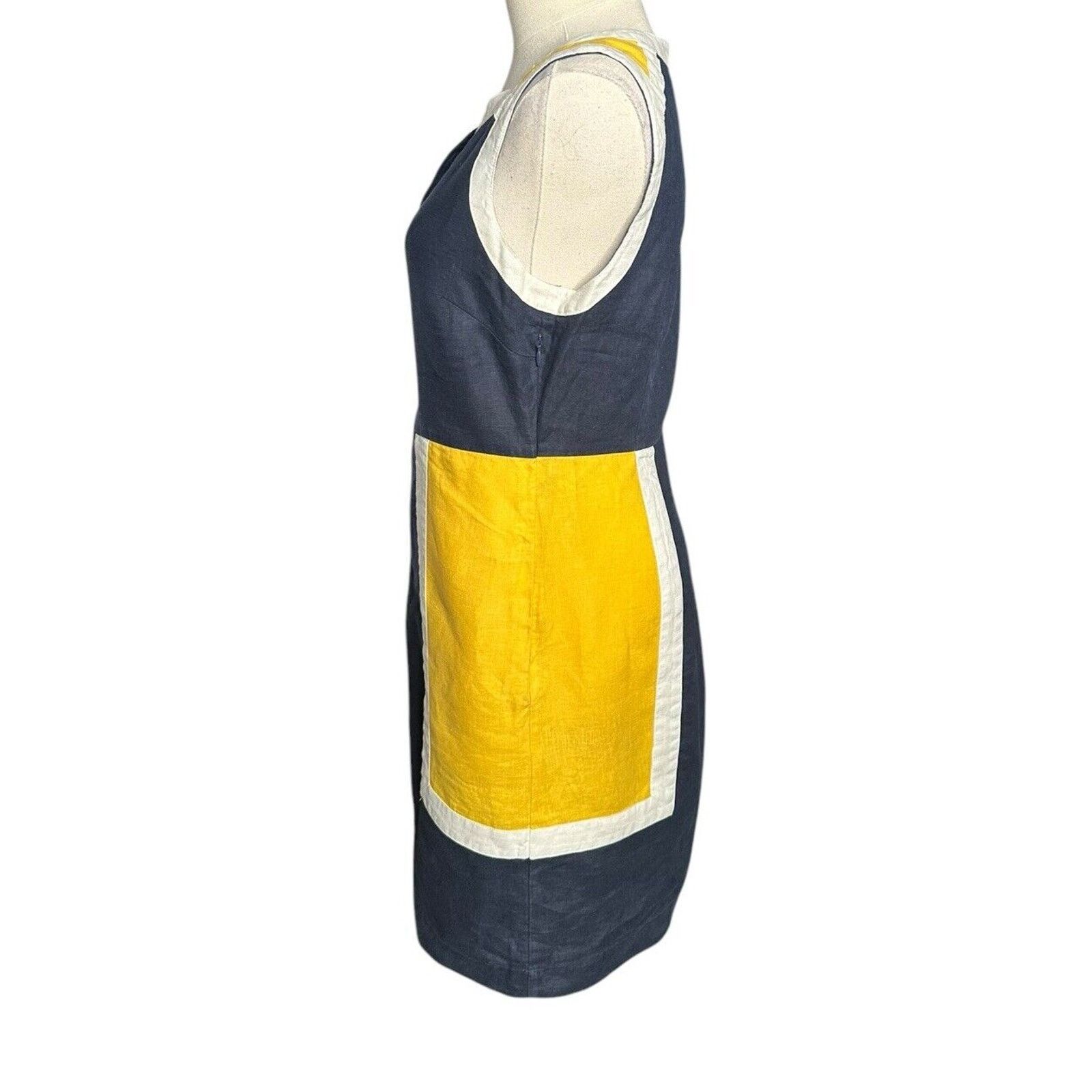 Boden Boden Blue Yellow Sleeveless Linen Summer Dress Pockets 2R Size XS / US 0-2 / IT 36-38 - 5 Thumbnail