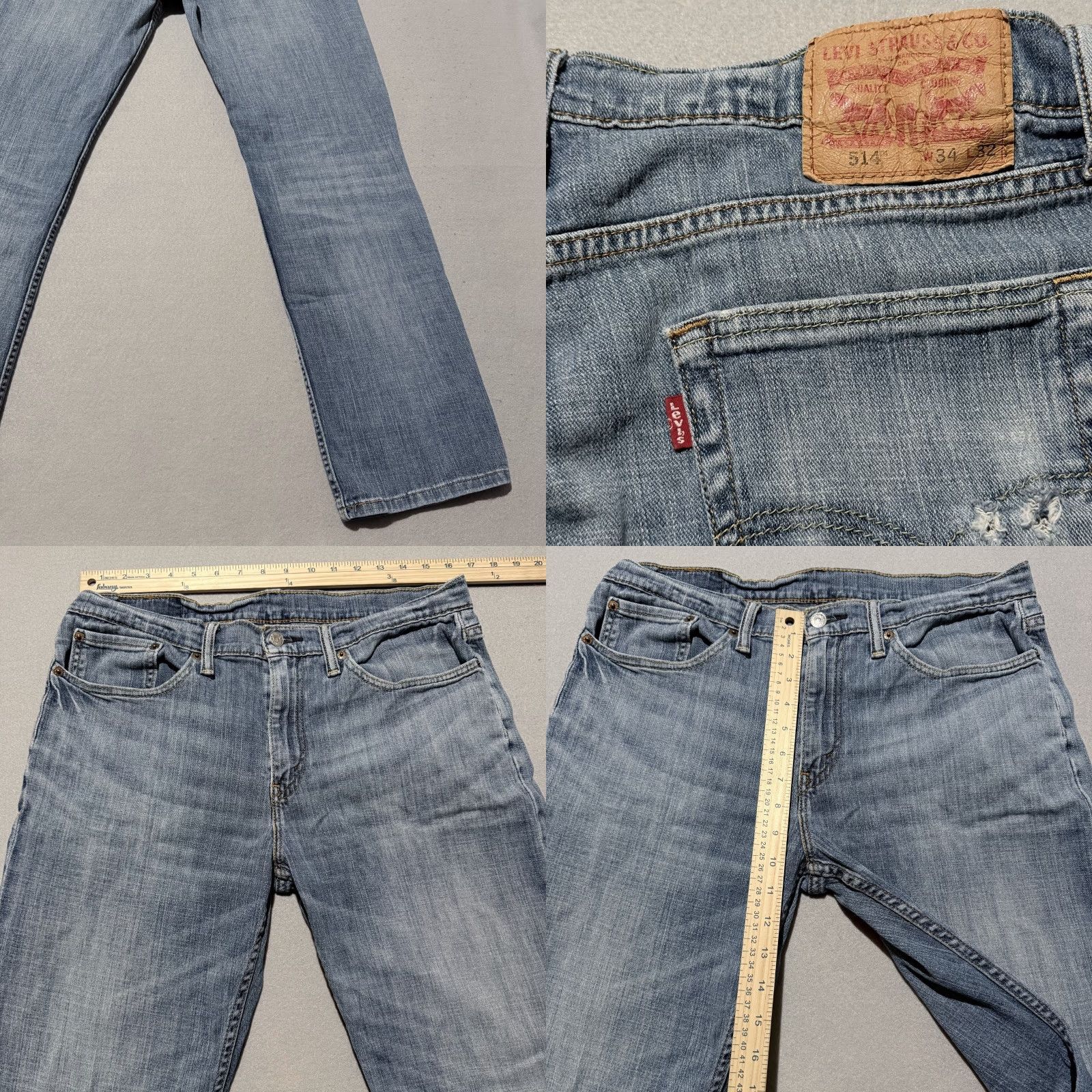 Levi's Levi's 514 Jeans Men Blue Denim Mid Rise Classic Pockets - 34X32 Size US 34 / EU 50 - 8 Thumbnail