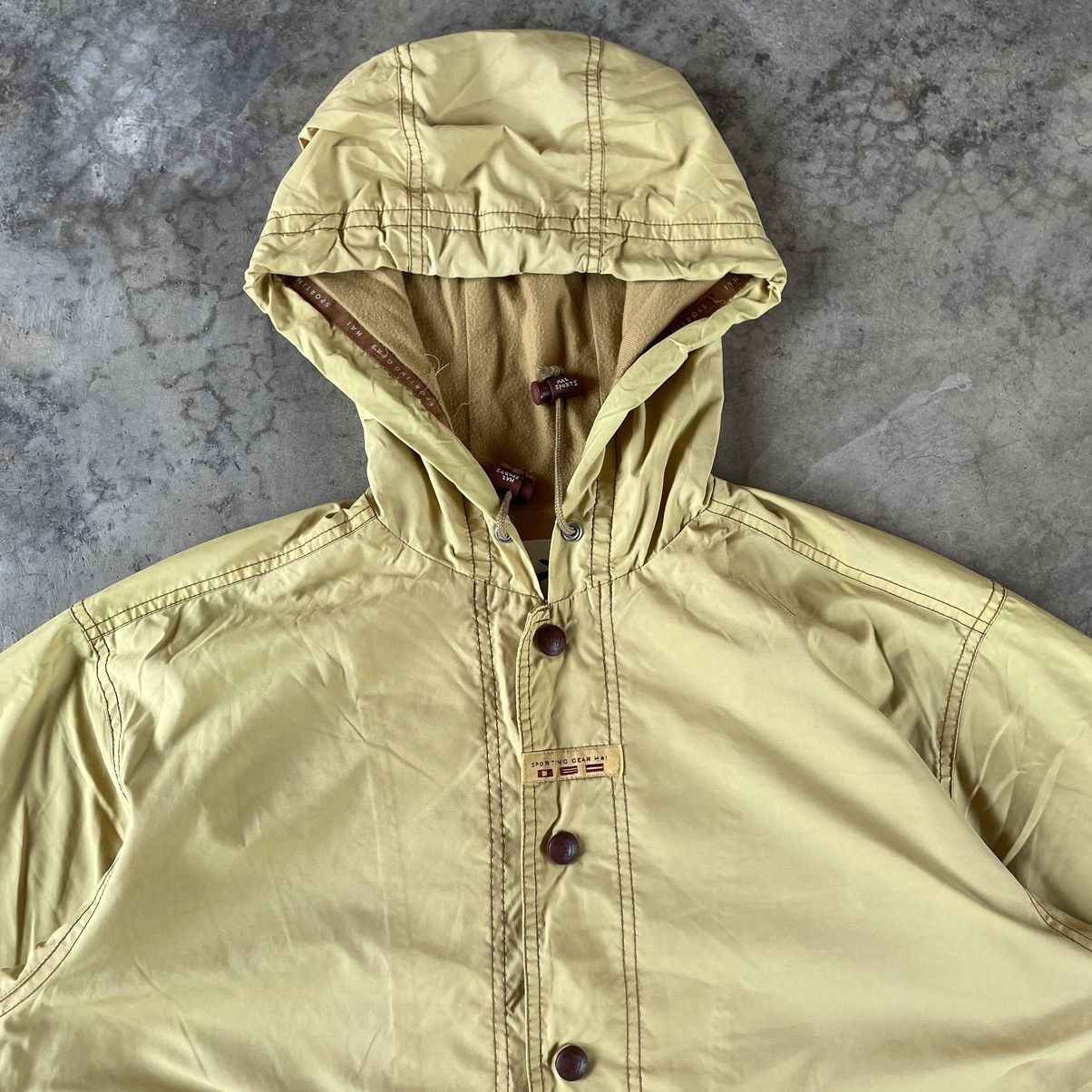 Hai Sporting Gear × Issey Miyake × Japanese Brand 🔥🔥🇯🇵Hai Sporting Gear Hooded Buttons Stylish Light Jacket Size US L / EU 52-54 / 3 - 4 Thumbnail