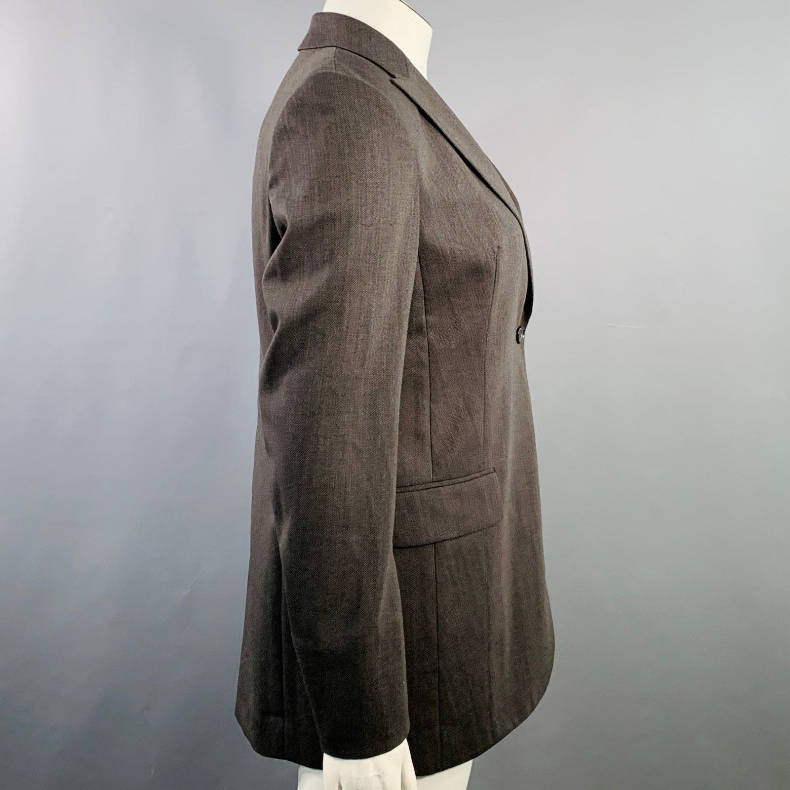 Akris AKRIS Grey Charcoal Wool Twill Peak Lapel Jacket Blazer Size L / US 10 / IT 46 - 2 Thumbnail