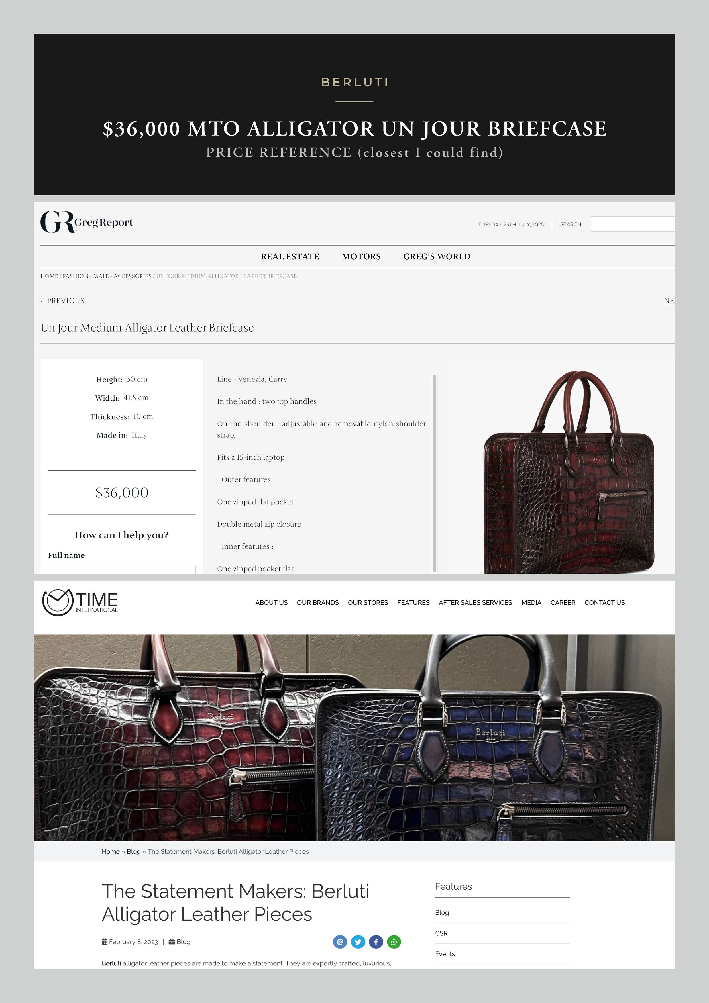 Berluti Ultimate Rare $36K MTO BERLUTI Alligator Crocodile Briefcase Size ONE SIZE - 5 Thumbnail