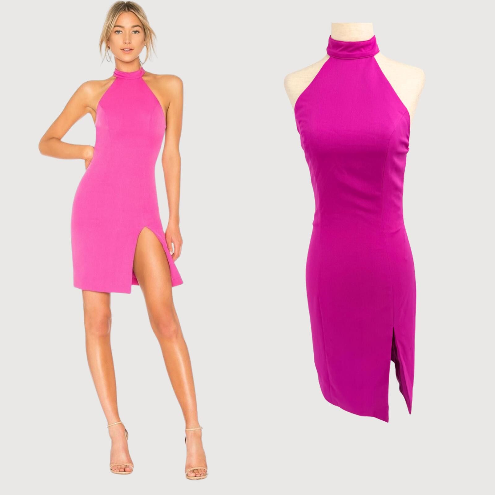 NBDN Nobrandedon NBD Halter Bodycon Midi Dress NWT Fuchsia S Size S / US 4 / IT 40 - 1 Thumbnail