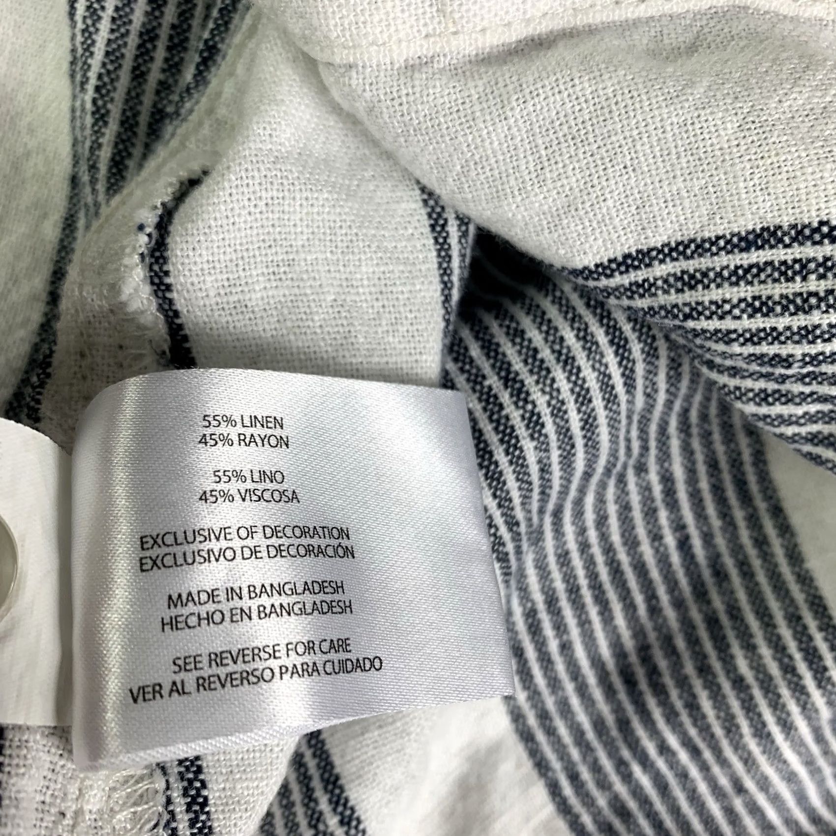 Orvis WOMENS Orvis Linen Blend Shirt L Blue White Stripe Button-Up Roll Tab Sleeves Regular Fit Casual Shirt Size L / US 10 / IT 46 - 4 Thumbnail