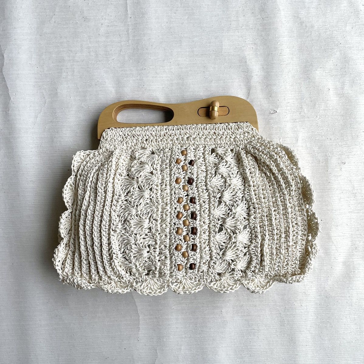 Craftsman Crochet Straw Clutch With Wood Handle Size ONE SIZE - 3 Thumbnail