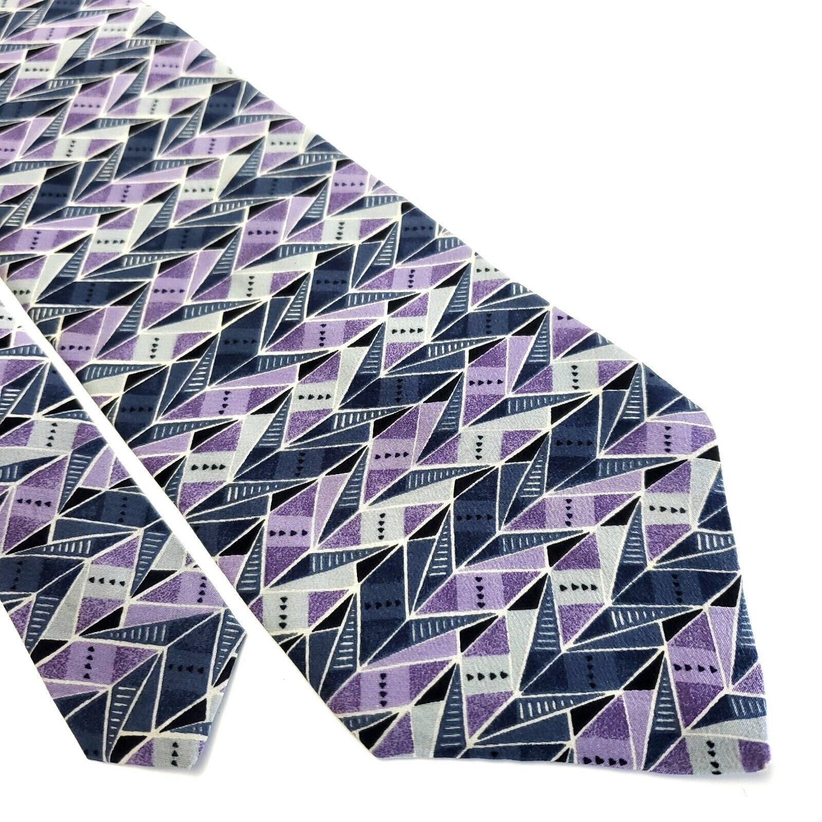 Vintage Zylos George Machado Gray Purple Abstract Short Wide Silk Ti Size ONE SIZE - 1 Thumbnail