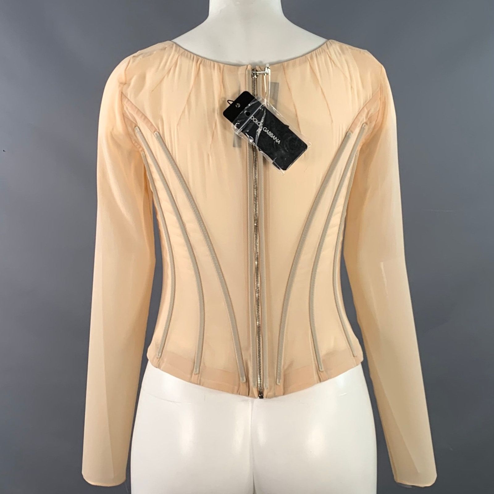 Dolce & Gabbana SS23 1997-98 Re-issue 6 Beige Silk Blend Corset Dress Top Size M / US 6-8 / IT 42-44 - 5 Thumbnail