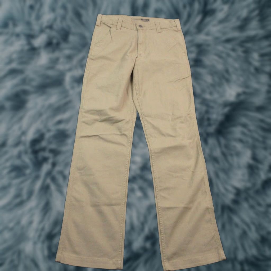 VINTAGE Carhartt Rugged Flex Canvas Work Pants Mens 30x34 Khaki