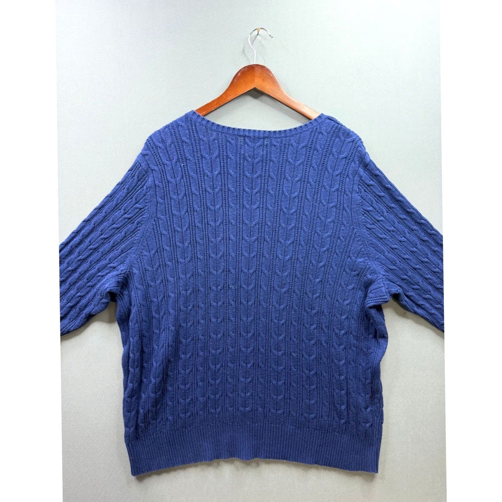 Vintage St. John's Bay Sweater Womens Blue Cable Knit V-Neck Relaxed 3X Pullover Knit Knit Royal Blue Womens Plus Size Casual Fall Winter Spring Womens Size XXL / US 16-18 / IT 52-54 - 5 Thumbnail