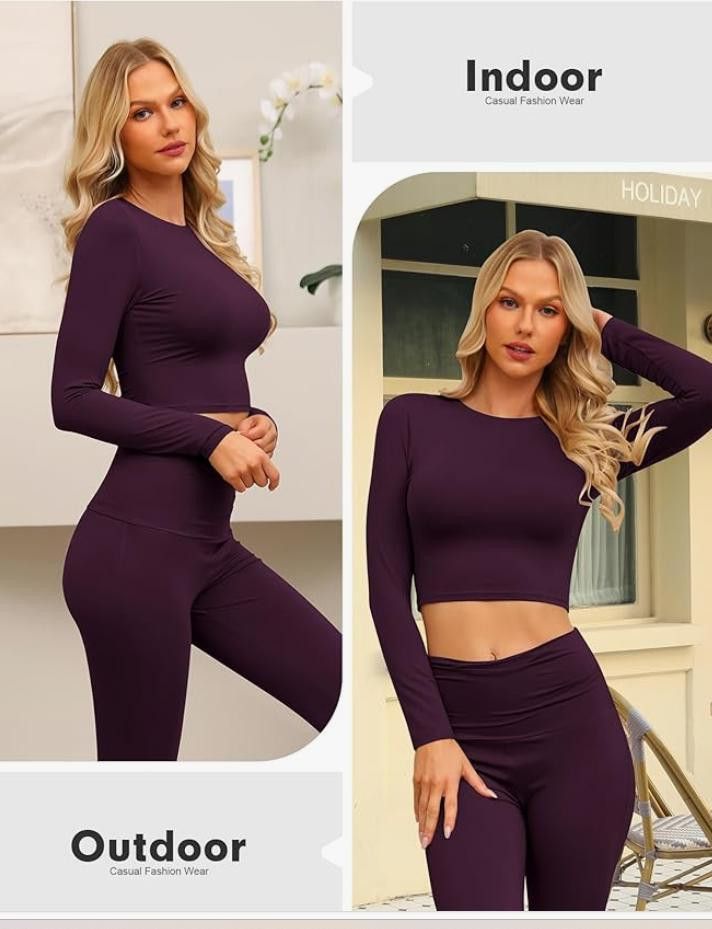 NBDN Nobrandedon Lounge Sets Fold-Over Flare Pants,Long Sleeve EXTRA SMALL Size ONE SIZE - 6 Thumbnail