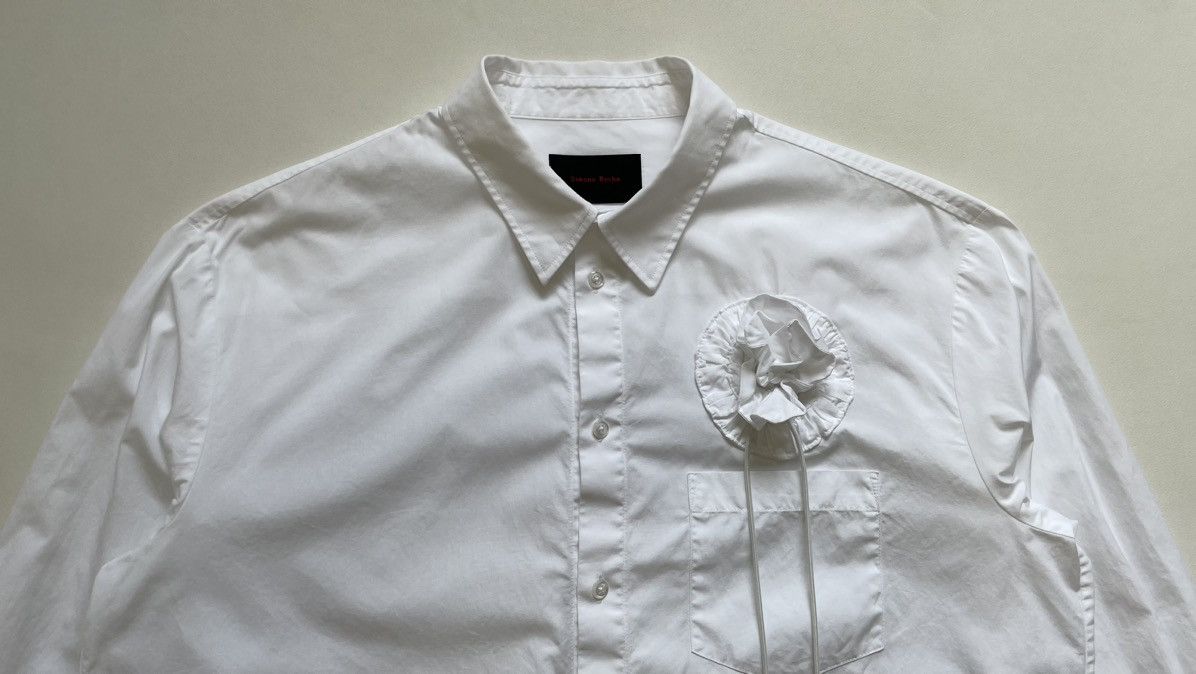 Simone Rocha White Cotton ‘3D Rosette Rose’ Shirt Size US L / EU 52-54 / 3 - 3 Thumbnail