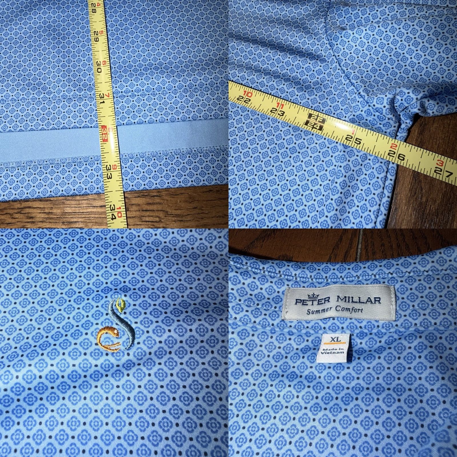Peter Millar Peter Millar Summer Comfort Blue Geometric Polo Shirt XL Golf Logo Mens Polo Size US XL / EU 56 / 4 - 8 Thumbnail