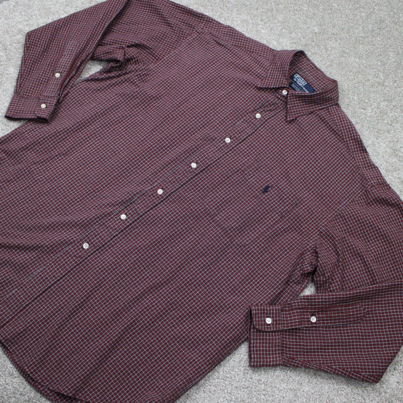 Polo Ralph Lauren Polo Ralph Lauren Bradfield Shirt Adult Large Red/Gray/White Cotton L/S Button Shirt Mens Large Red Size US L / EU 52-54 / 3 - 3 Thumbnail