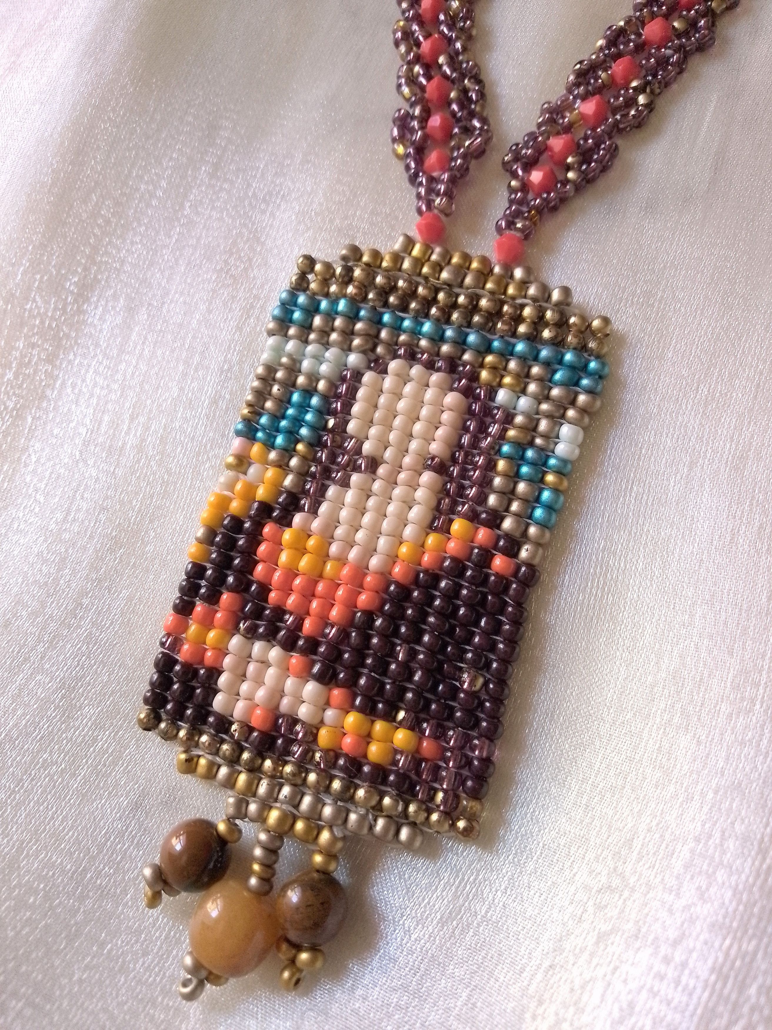 Handmade Long Boho Necklace Mona Lisa pendant natural gemstones Size ONE SIZE - 9 Thumbnail