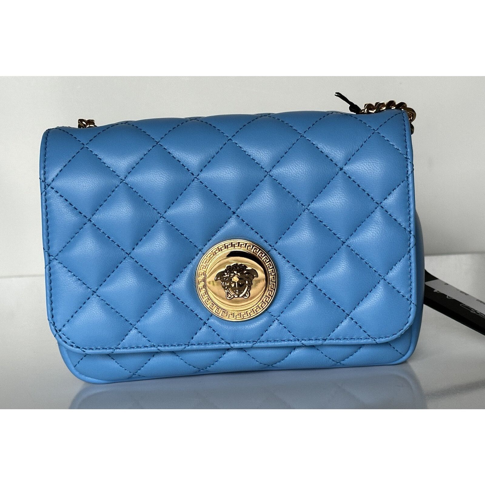 Versace Versace Quilted Leather Blue Small Shoulder Bag DBFI163S Size ONE SIZE - 2 Thumbnail