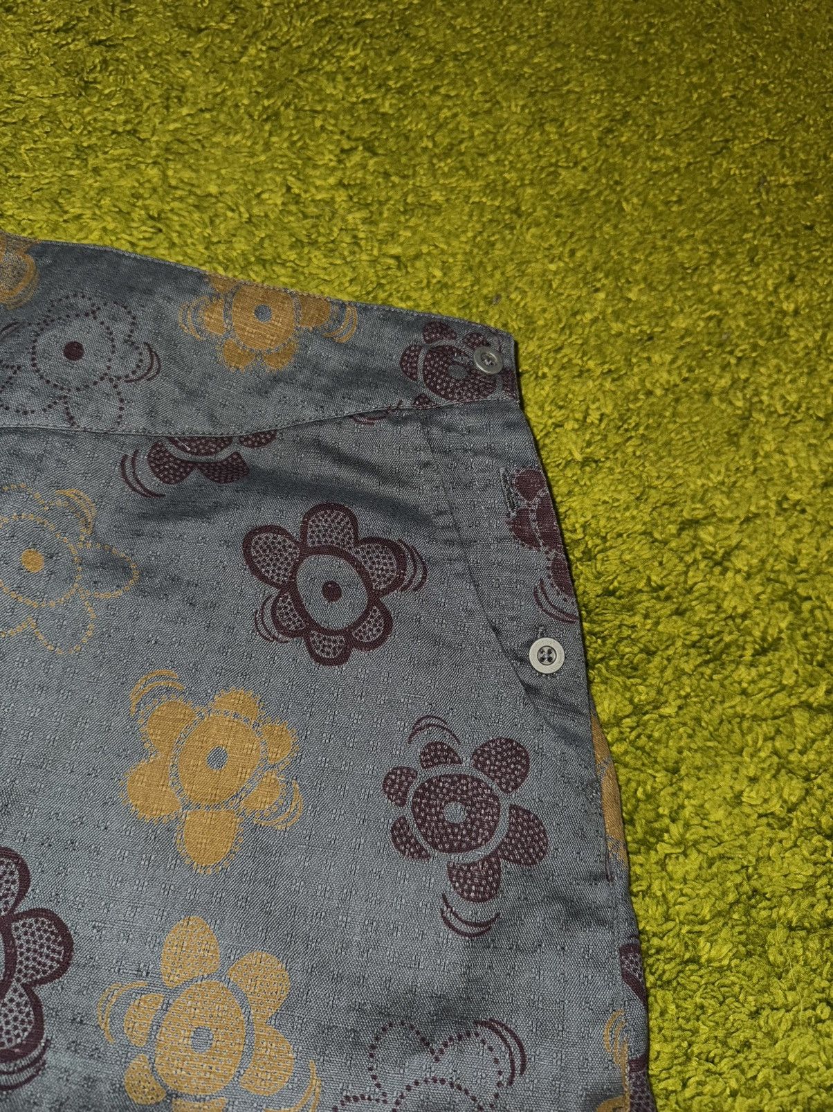 Designer Gudrun Sjoden avant garde linen blend floral pattern skirt Size 26" / US 2 / IT 38 - 6 Thumbnail