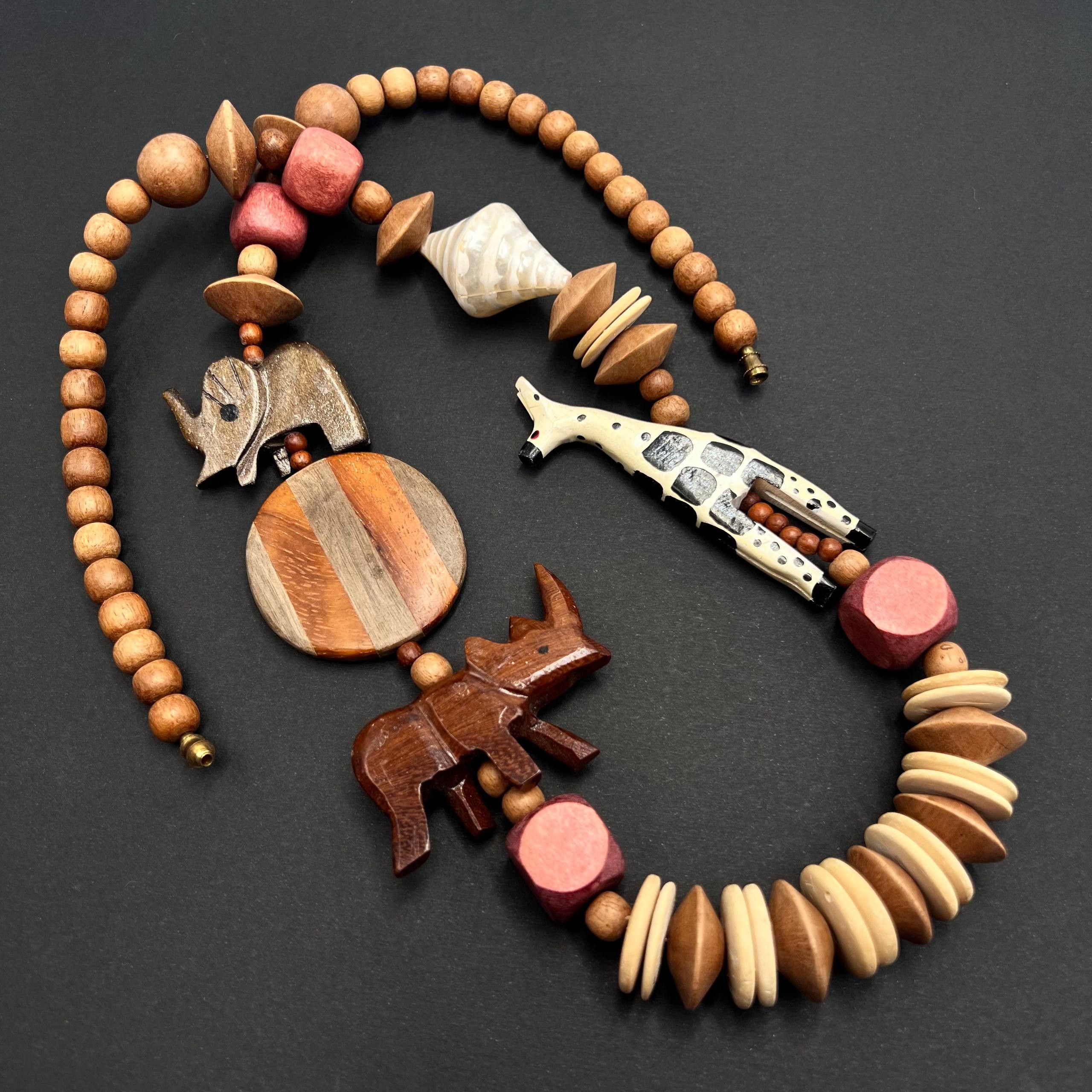 Other Handmade African Wood Beads Necklace Animals Size ONE SIZE - 1 Thumbnail