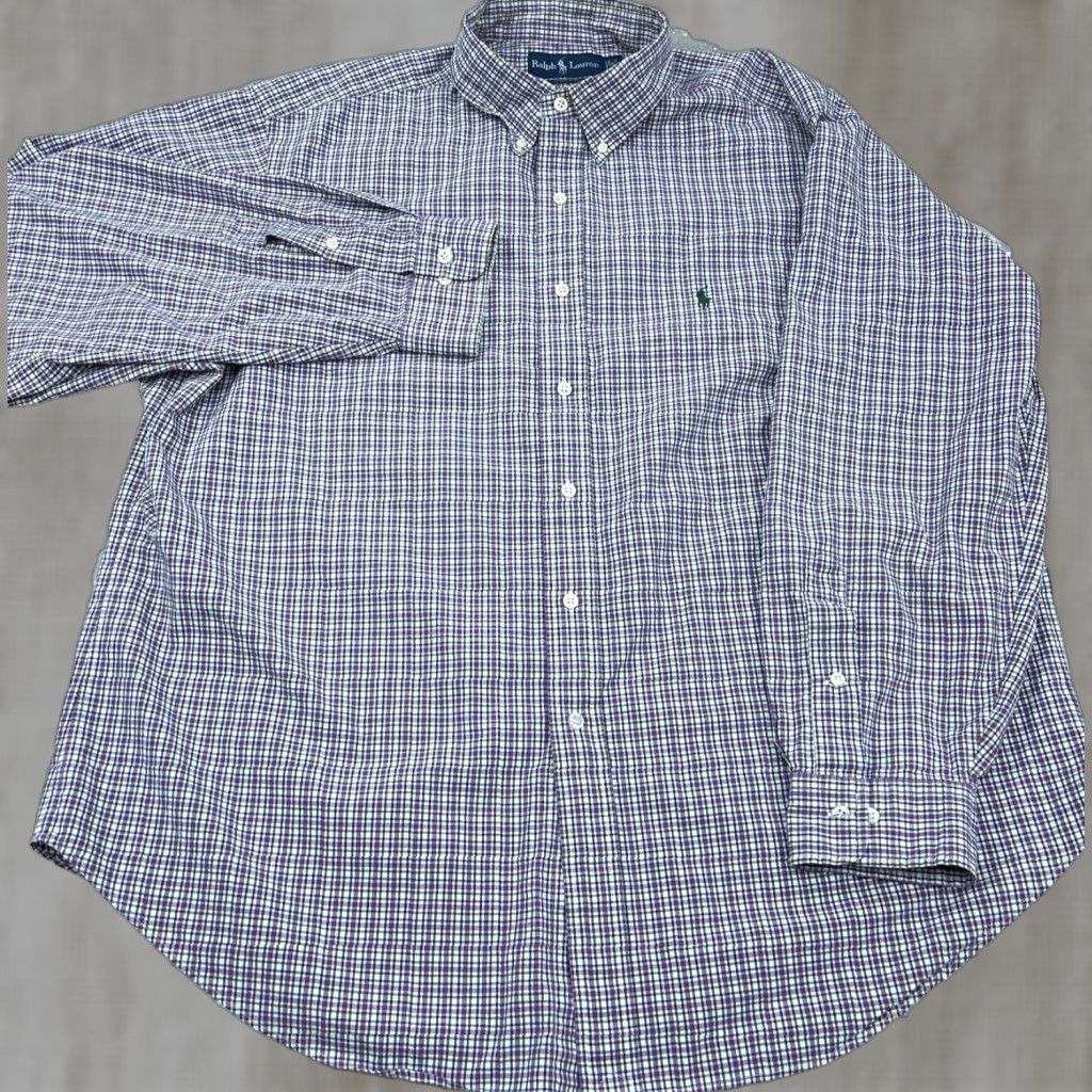 Ralph Lauren Ralph Lauren Shirt Men Button-Up 18 34 Purple Green Plaid OCBD XXL Size US XXL / EU 58 / 5 - 1 Thumbnail