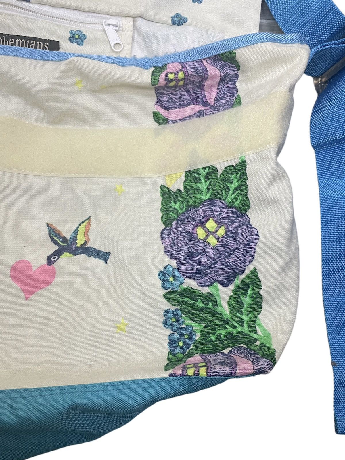 Japanese Brand Bohemians Japan Canvas 7 Art Bag | Bird Floral Ramie Cotton Size ONE SIZE - 8 Thumbnail