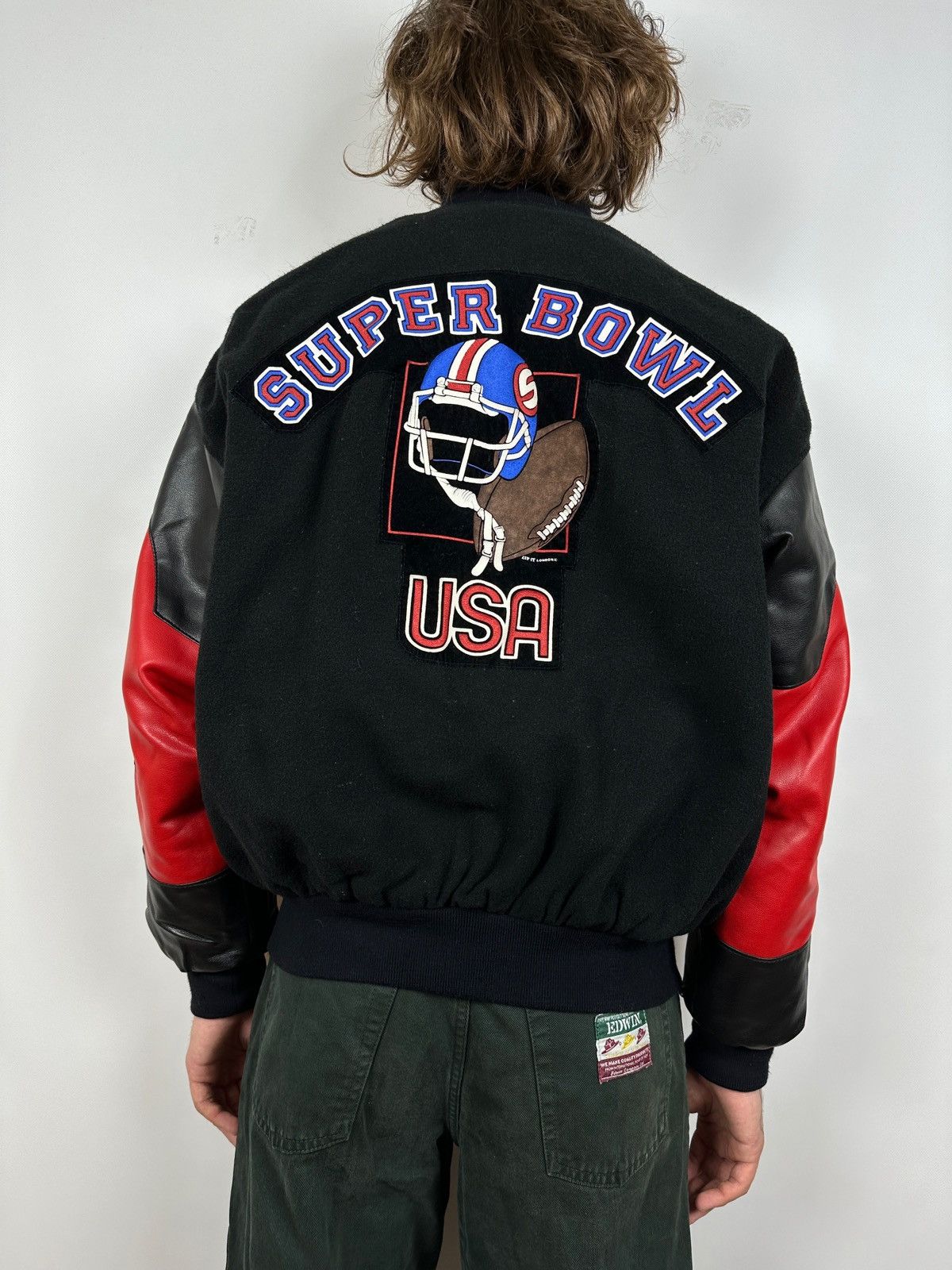NFL 90s Vintage Super Bowl USA Zip It Varsity Bomber Jacket Size US L / EU 52-54 / 3 - 2 Thumbnail