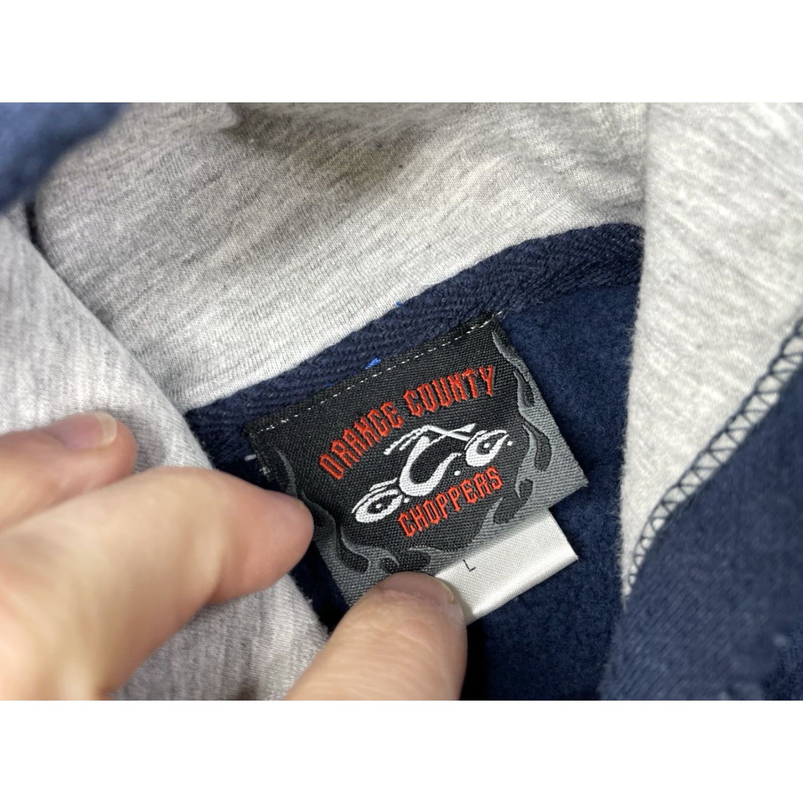 Vintage VINTAGE Orange County Choppers Hoodie Men L Blue OCC Graphic Print Hooded Sweatshirt Kangaroo Pocket 90s Theme Motorcycle California OCC Size US L / EU 52-54 / 3 - 4 Thumbnail