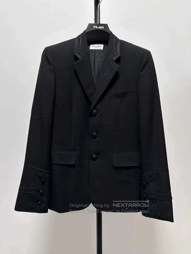 Saint Laurent Paris Saint Laurent Paris Solid Black Court Jacket Size US M / EU 48-50 / 2 - 1 Thumbnail