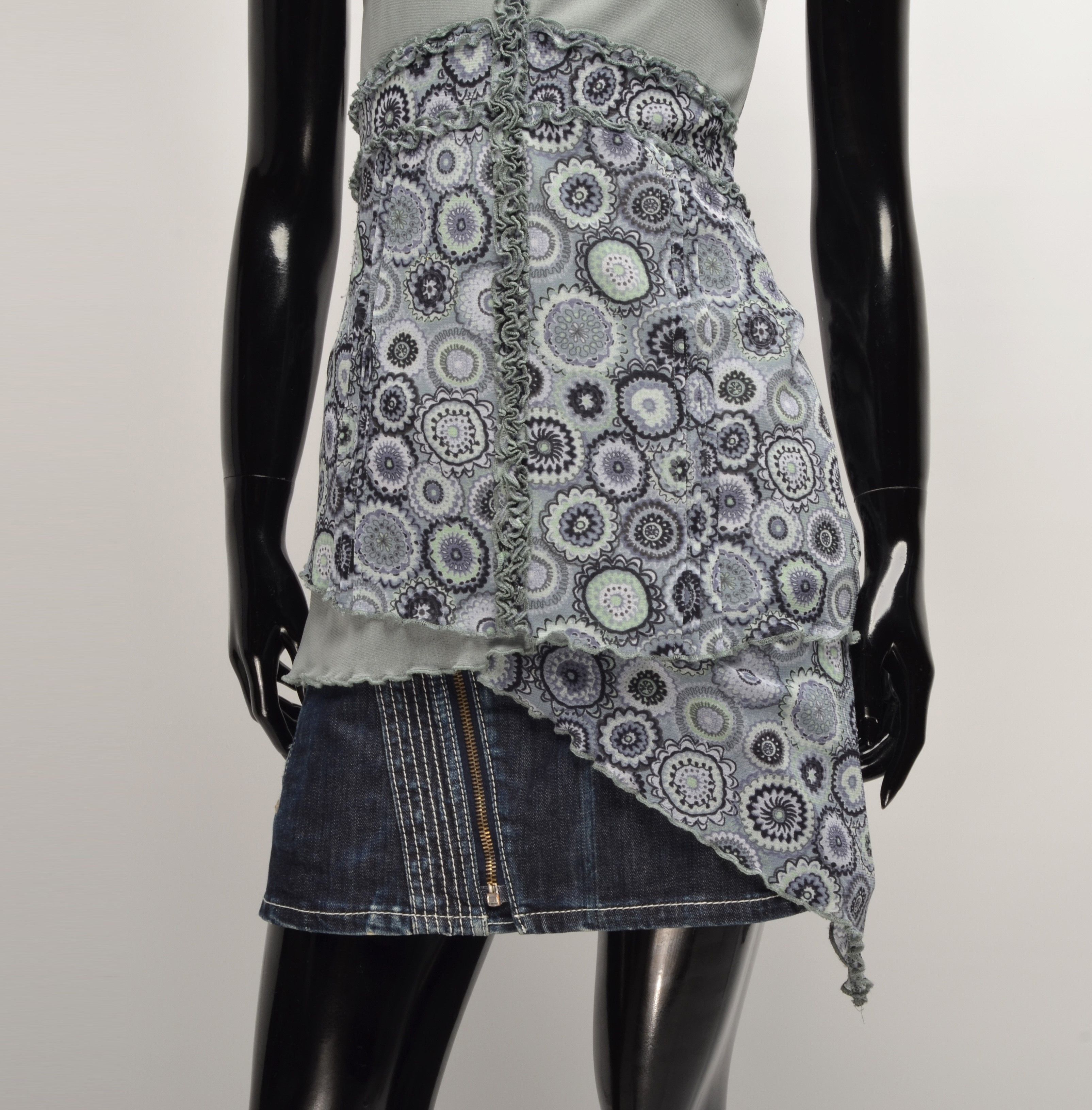 Vintage Vintage Y2K Mesh Floral Asymmetrical Top Tunic Size M / US 6-8 / IT 42-44 - 3 Thumbnail