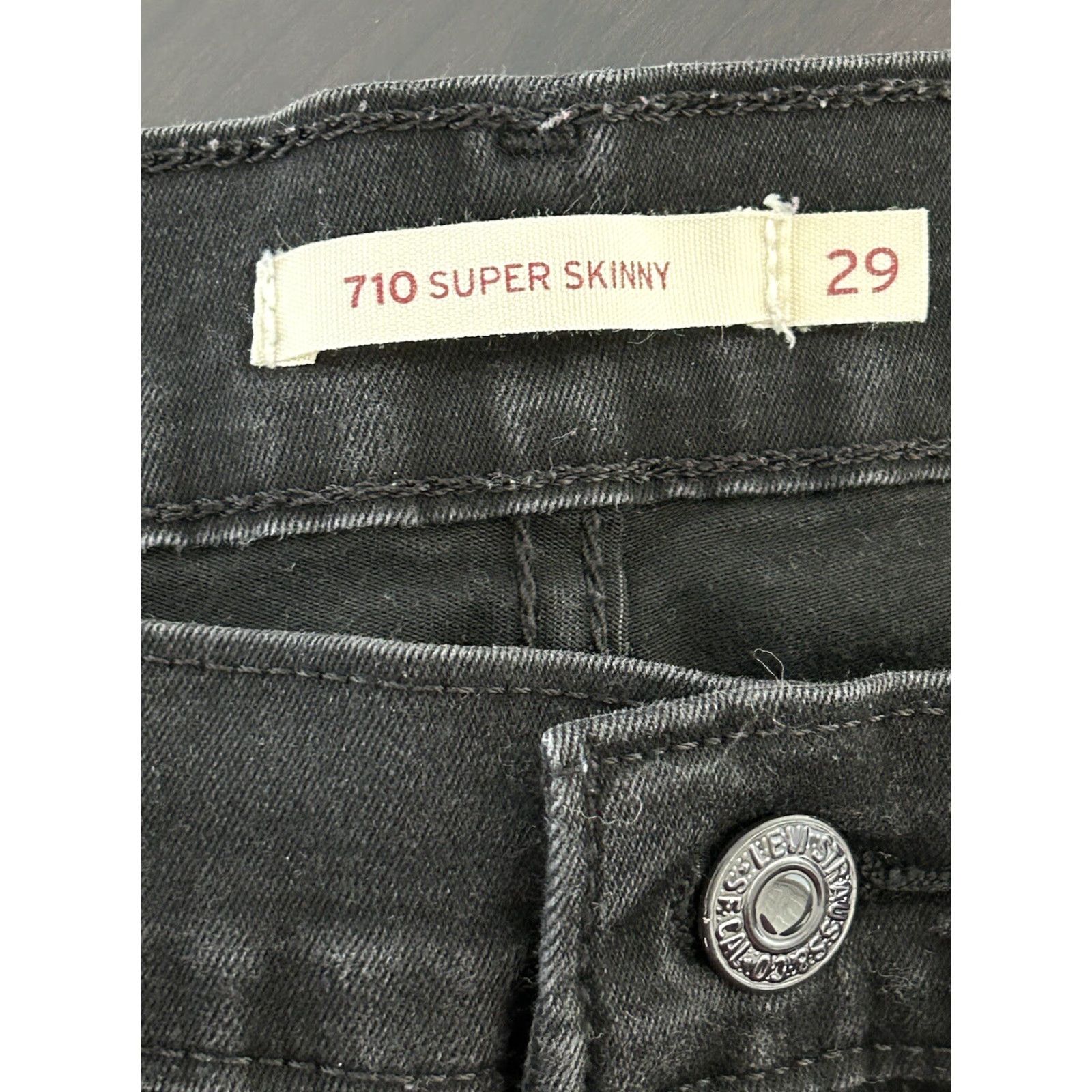 Levi's Womens Levi's 710 Super Skinny Jeans Black 29x28 Jeans Slim Regular 5-Pocket Logo Womens Mens? Size 29" - 3 Thumbnail