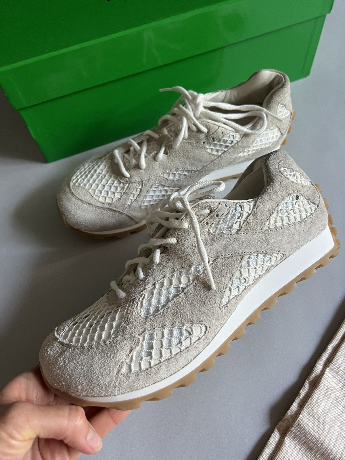 Bottega Veneta Orbit Suede Sneakers in white mesh Size US 8 / EU 41 - 1 Thumbnail